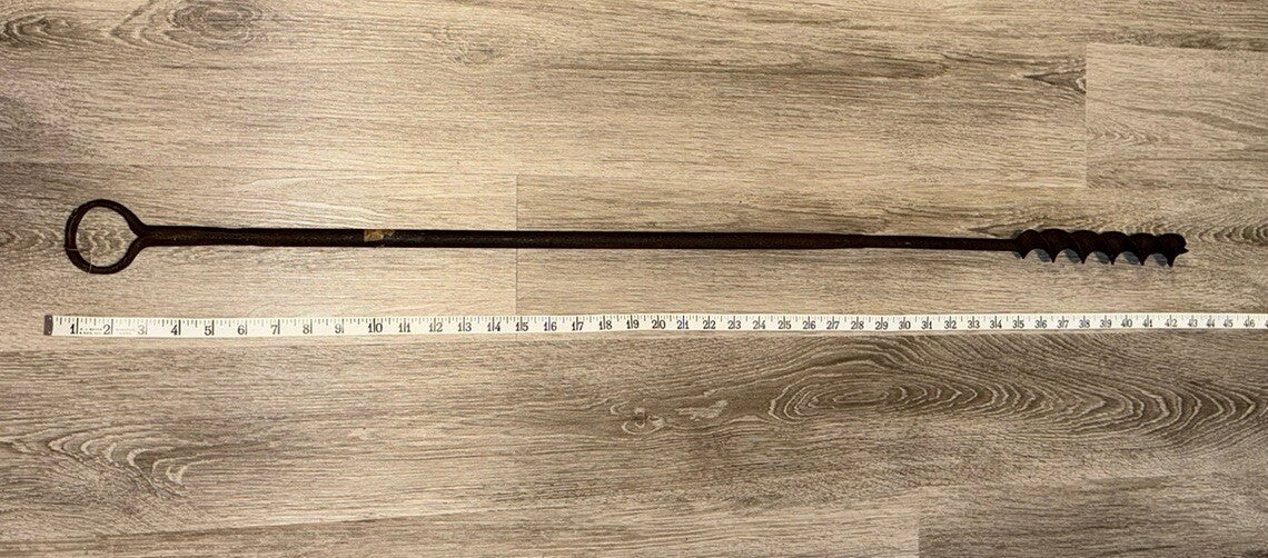Antique Primitive Hand Forged Auger Manual Drill Bit Shipbuilding Tool