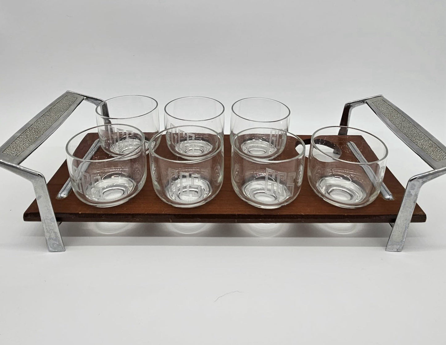 Vintage Mid-Century Barware Glasses Set with Caddy, 15 Pieces