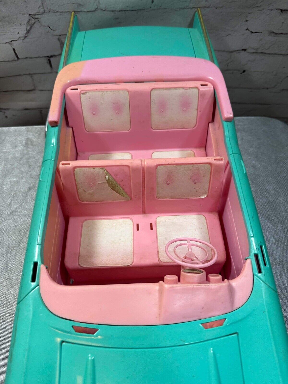 Barbie 57 Chevy Bel Air Convertible Car Turquoise Pink Incomplete Vintage 1988
