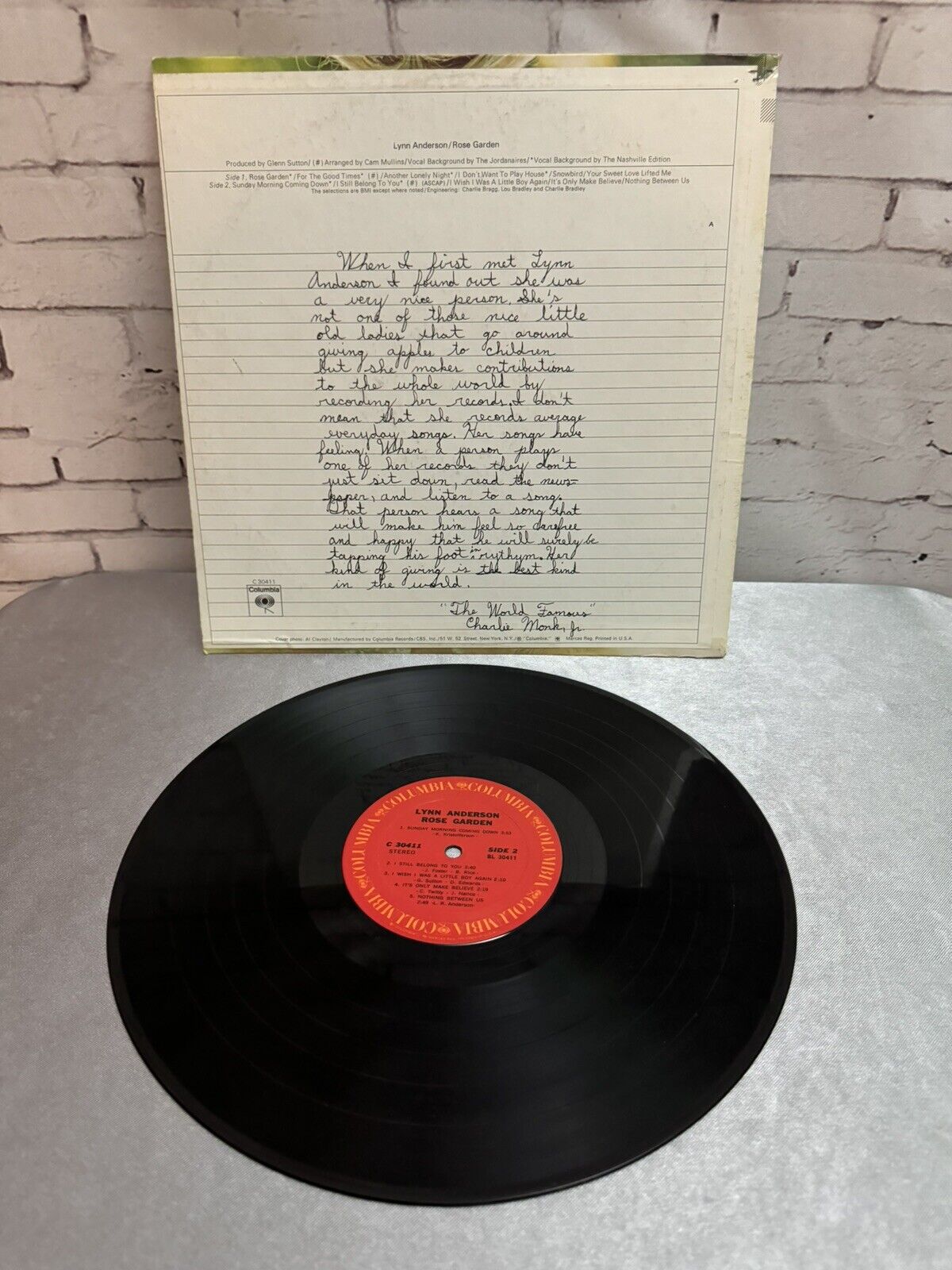 Lynn Anderson ‎Rose Garden 1971 LP MGM Records C-30411, VG Condition Ships Free