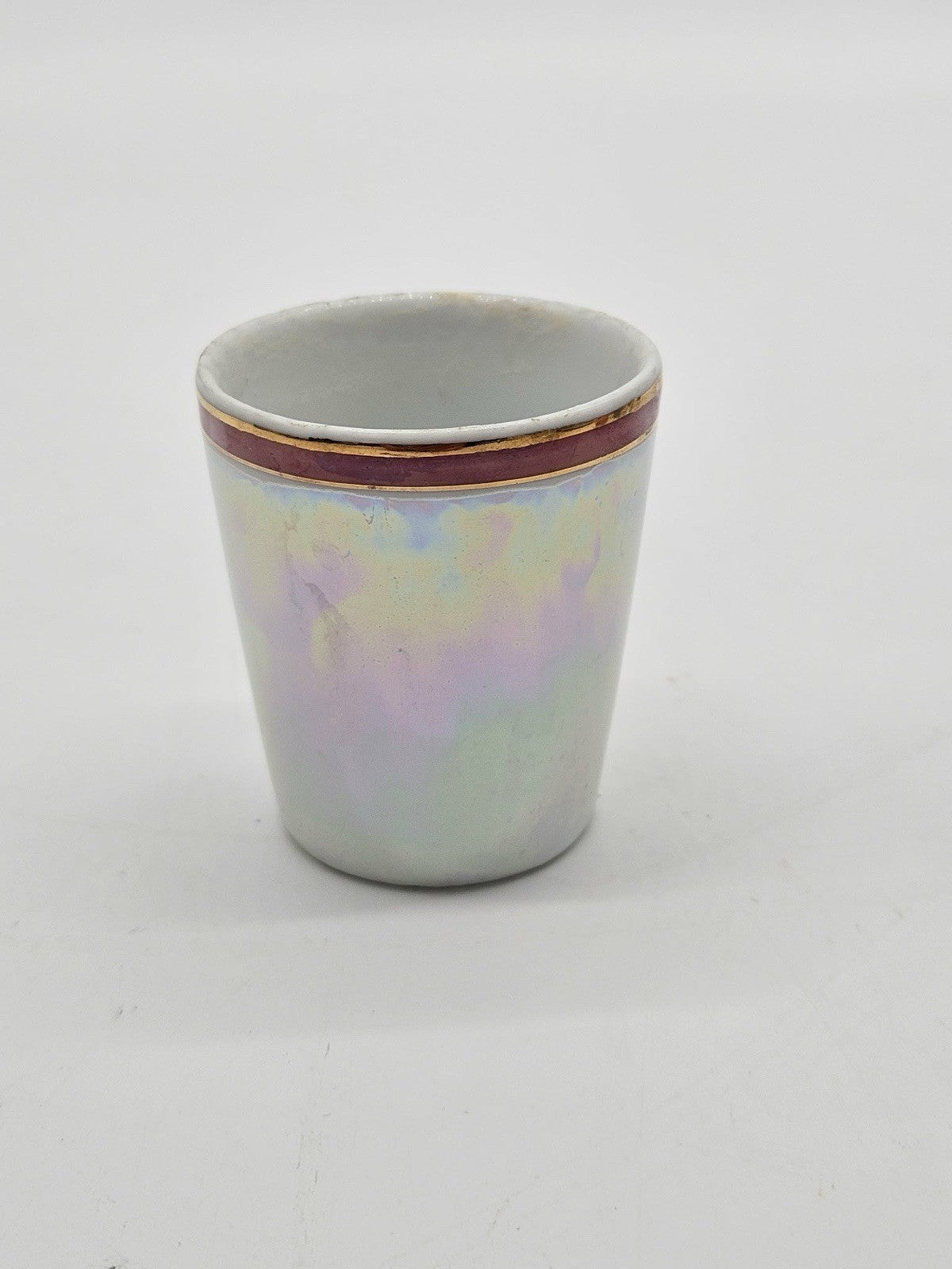 Vintage Indiana IN The Hoosier State Iridescent Porcelain Souvenir Shot Glass