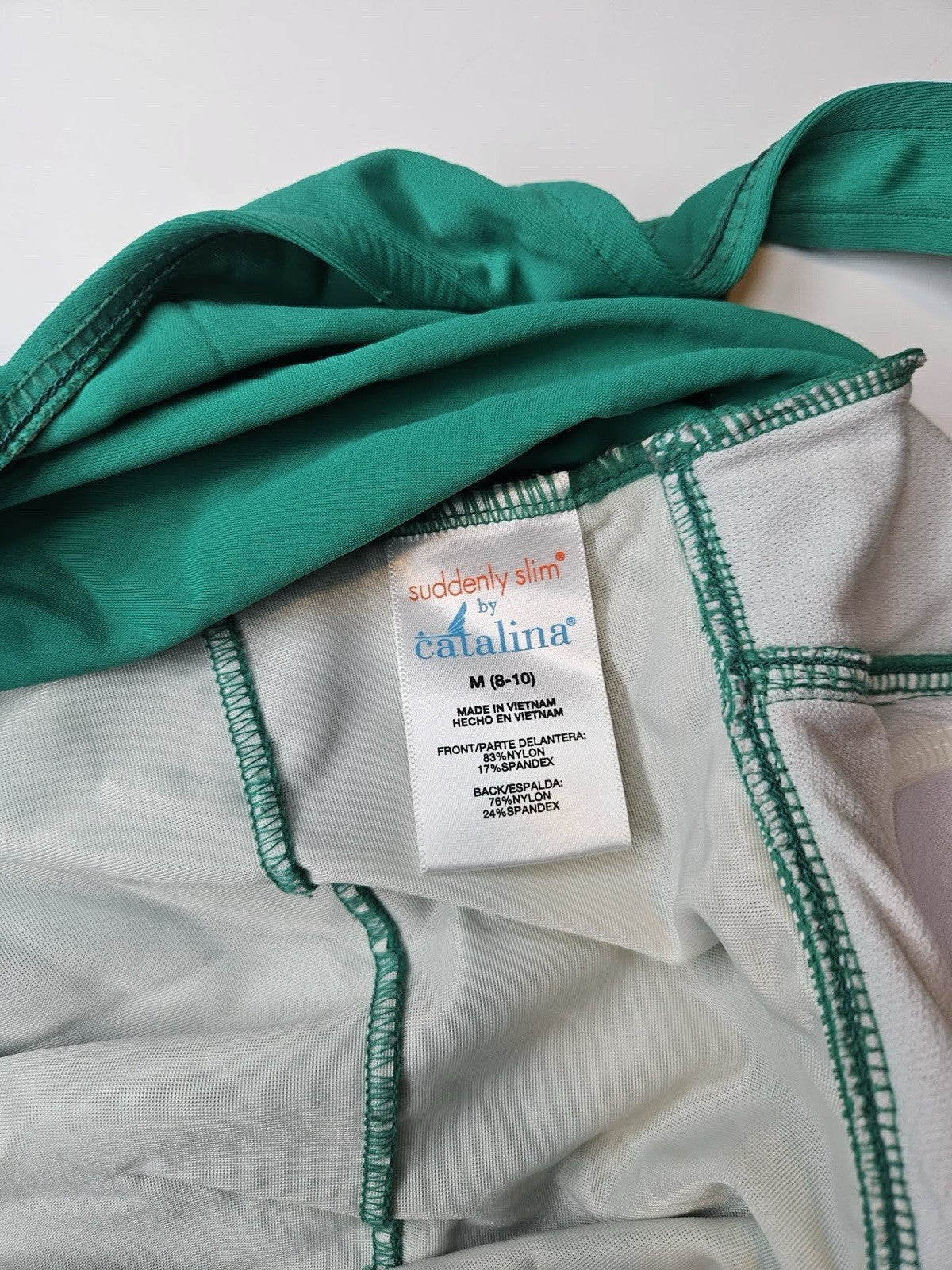 Catalina Suddenly Slim Green One-Piece Swimsuit Tummy Control Size M (8–10)