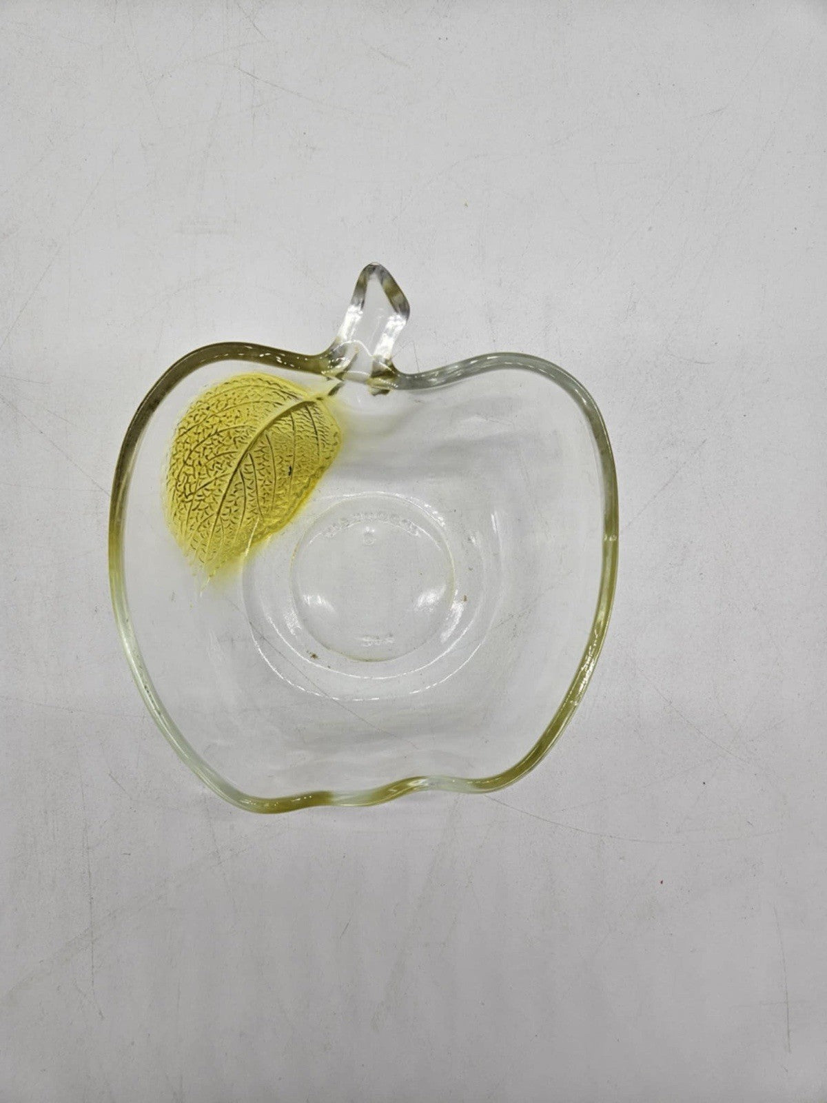 Vintage KIG Clear Glass Apple Candy Dish Trinket Bowl 5” Teacher Gift!