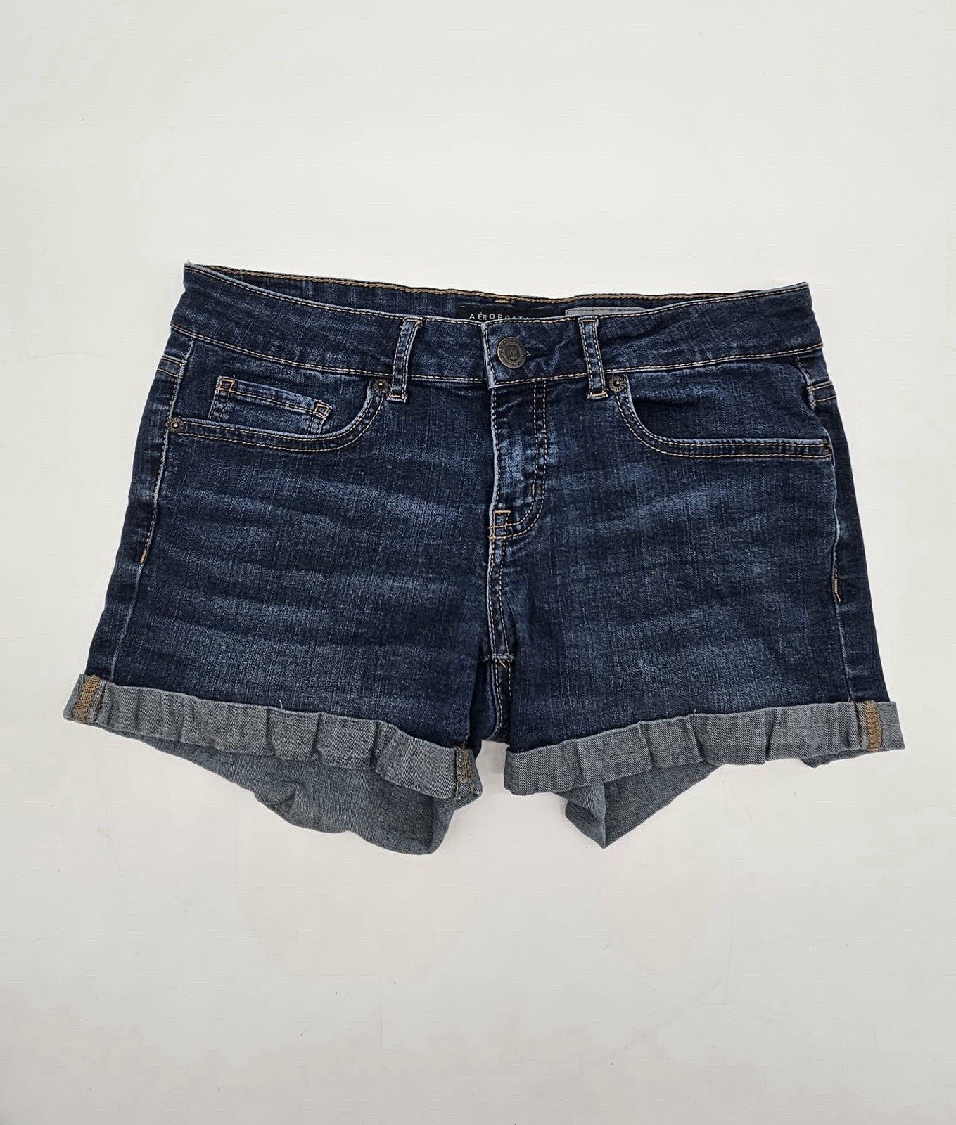 Aeropostale Women’s Cuffed Denim Shorts Size 4 Dark Wash