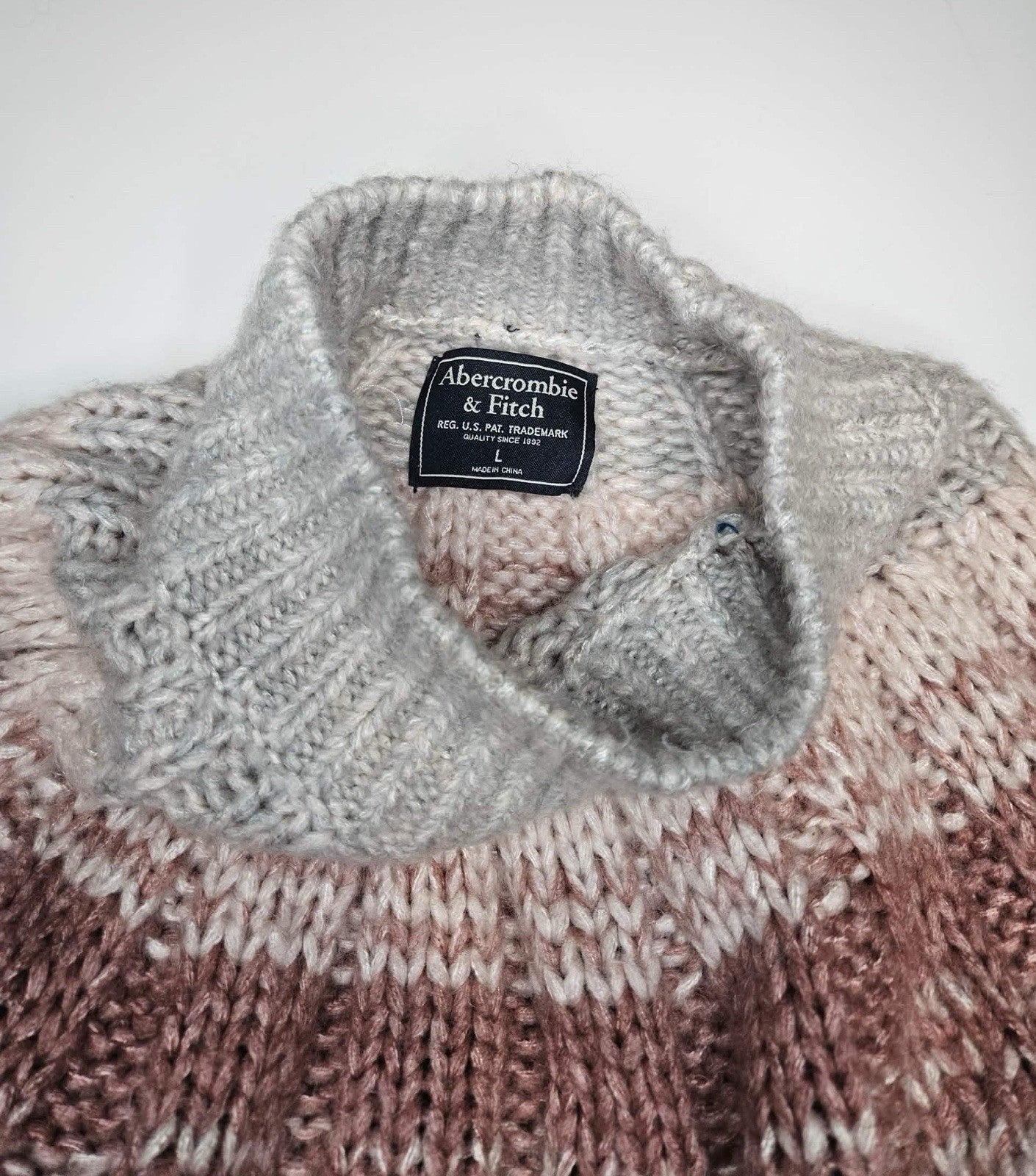 Abercrombie & Fitch Women’s Chunky Knit Sweater Colorblock Mock Neck Sz L