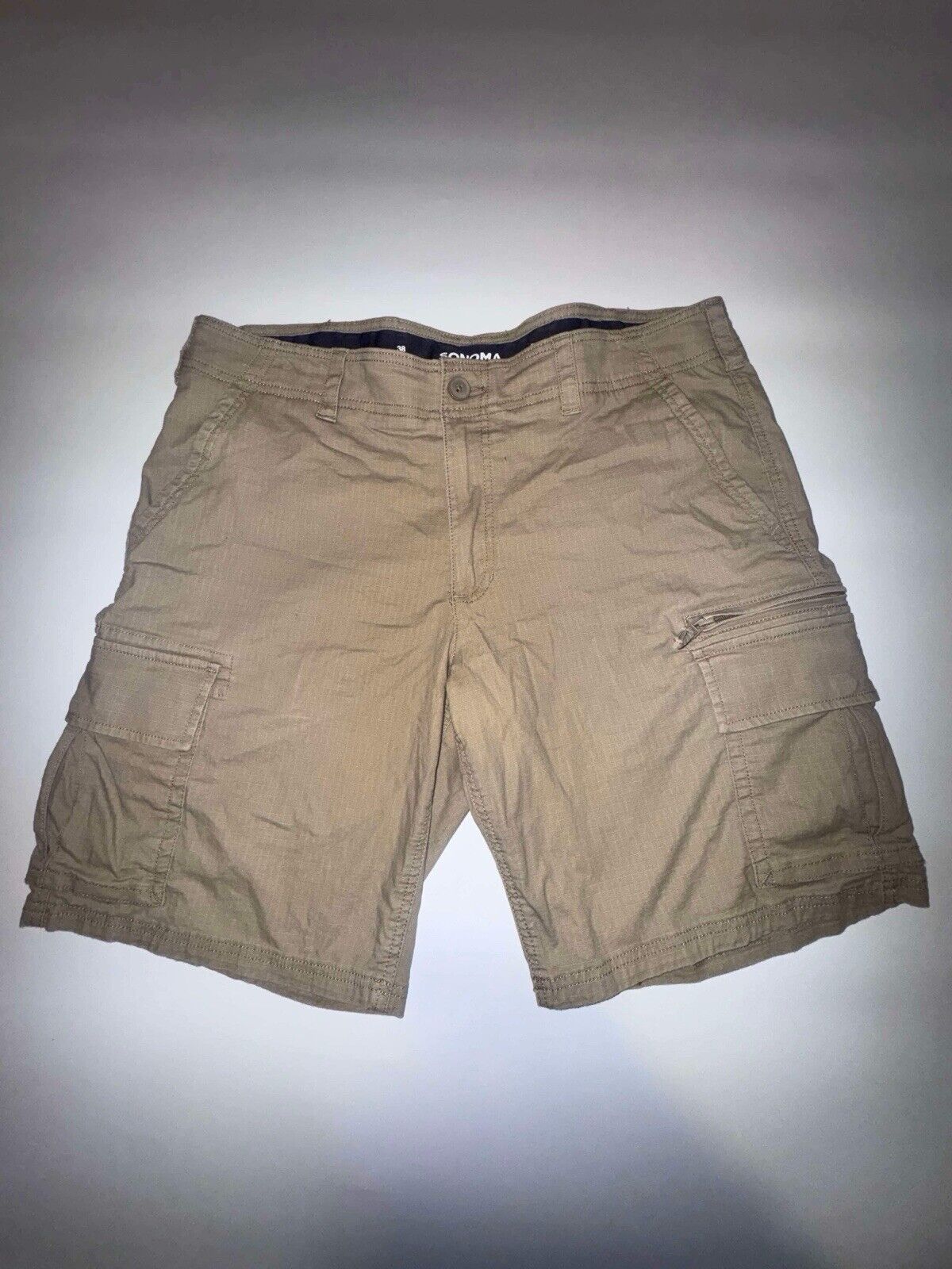 Sonoma Flexwear Ripstop Cargo Shorts Mens 38 Brown Cotton Stretch