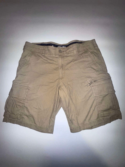 Sonoma Flexwear Ripstop Cargo Shorts Mens 38 Brown Cotton Stretch
