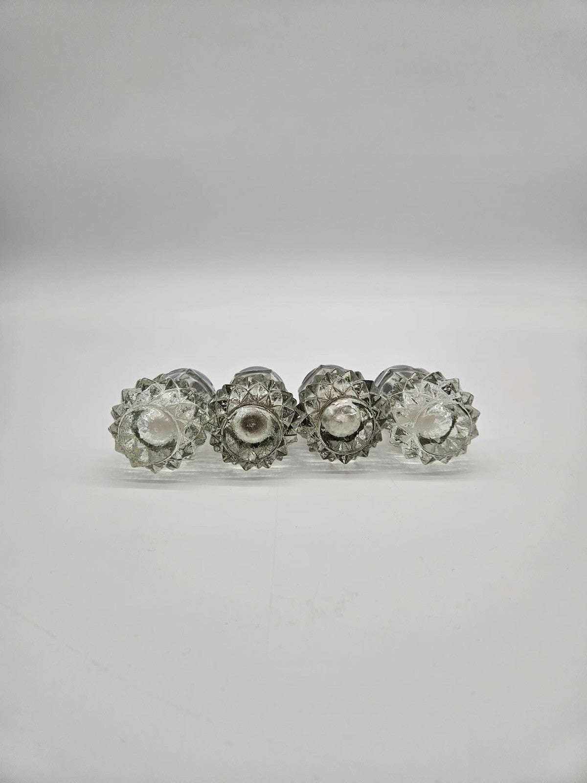 Vintage Cut Glass Salt & Pepper Shakers Set of 4 with Chrome Tops