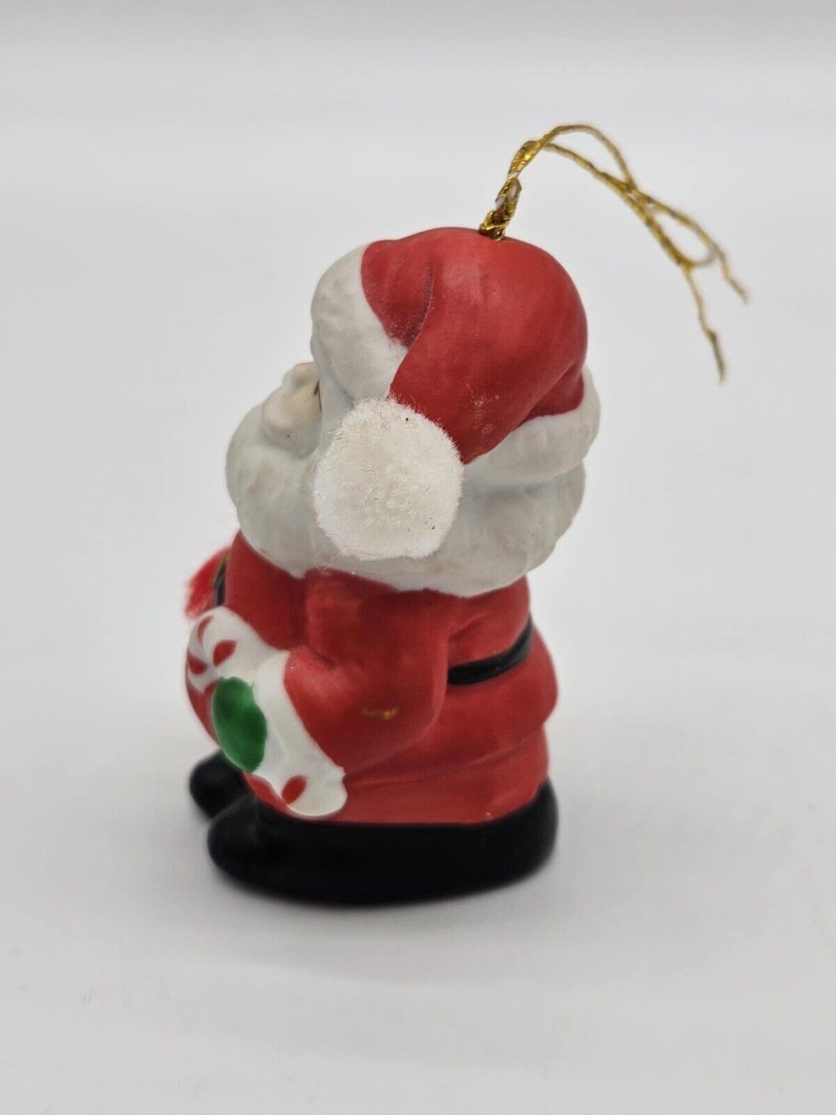 Vintage 1986 Santa Clause Ceramic Hanging Christmas Ornament Boa 3" tall