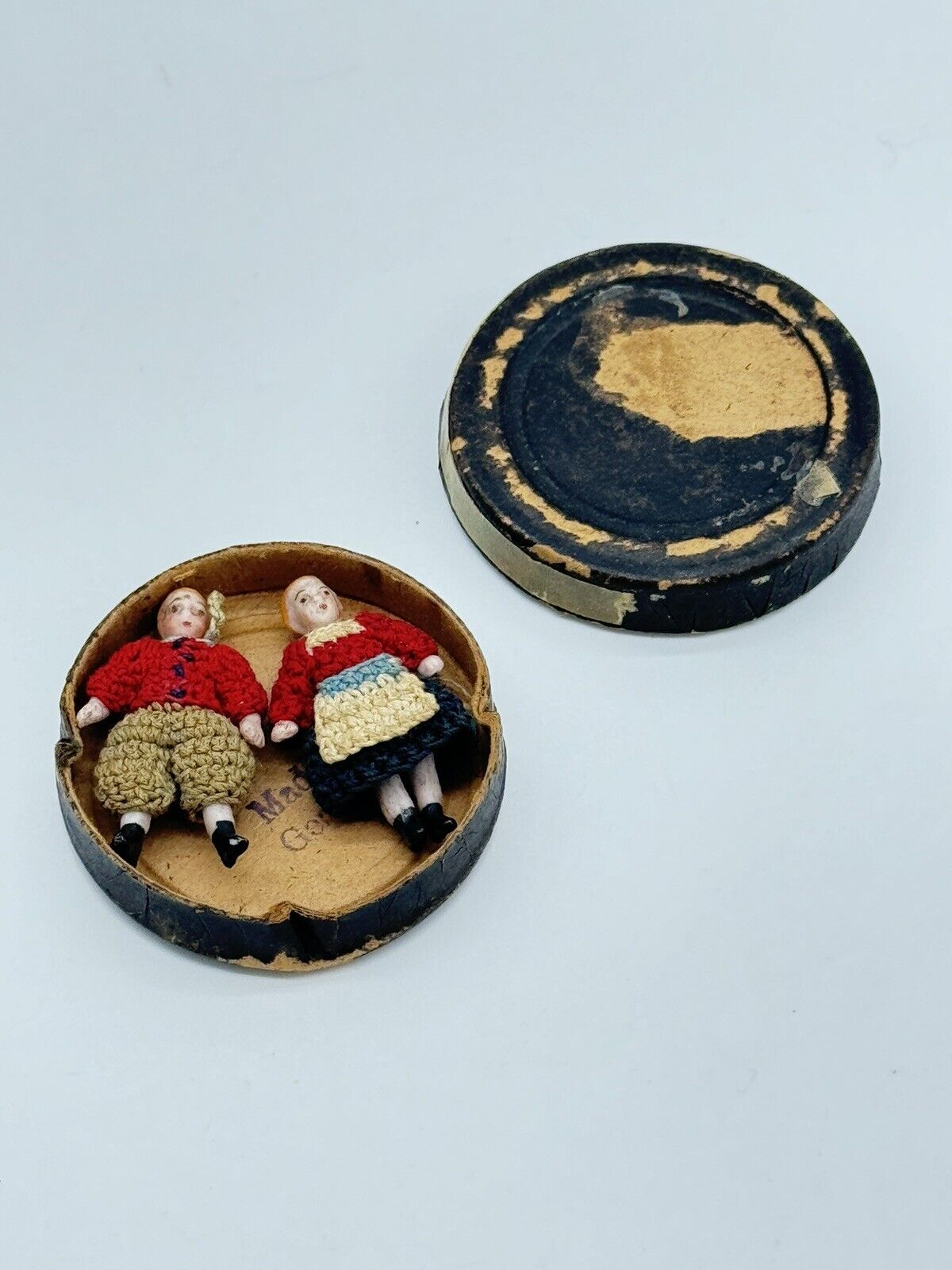 Tiny German Bisque Dolls in Original Costumes & Presentation