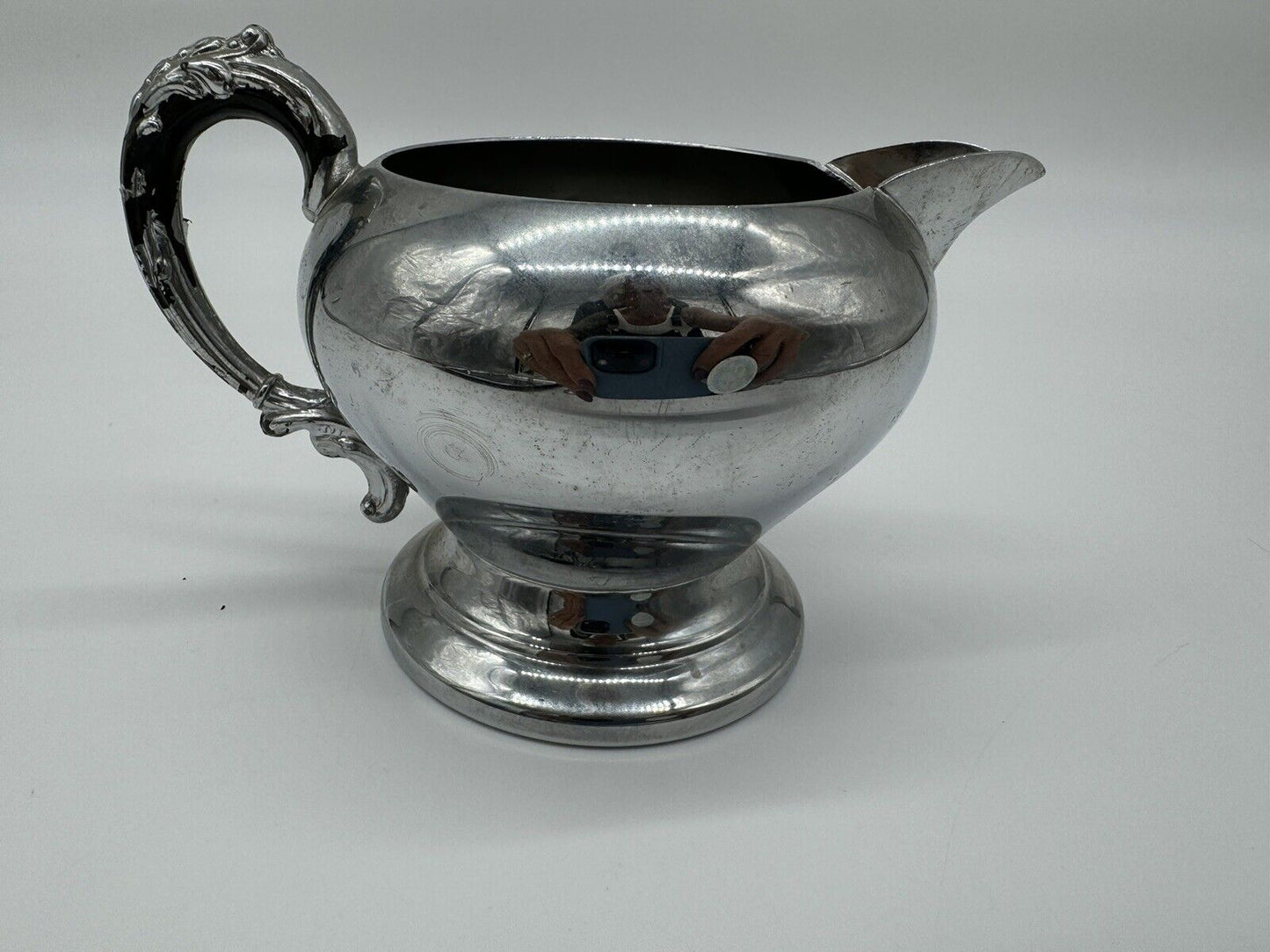 Vtg Danny Wilson Original Chrome Teapot, Creamer, Covered Sugar & Serving Tray