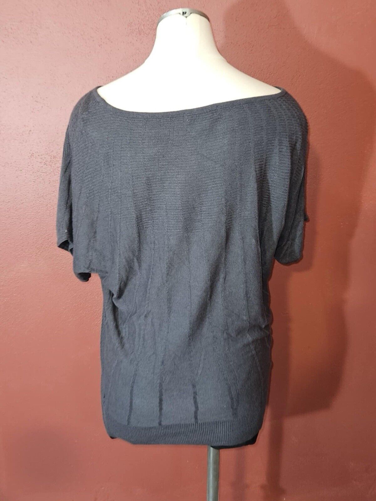 New York & Company 3/4 Sleeve Sweater, Dark Gray Size M Boat Neck Batwing