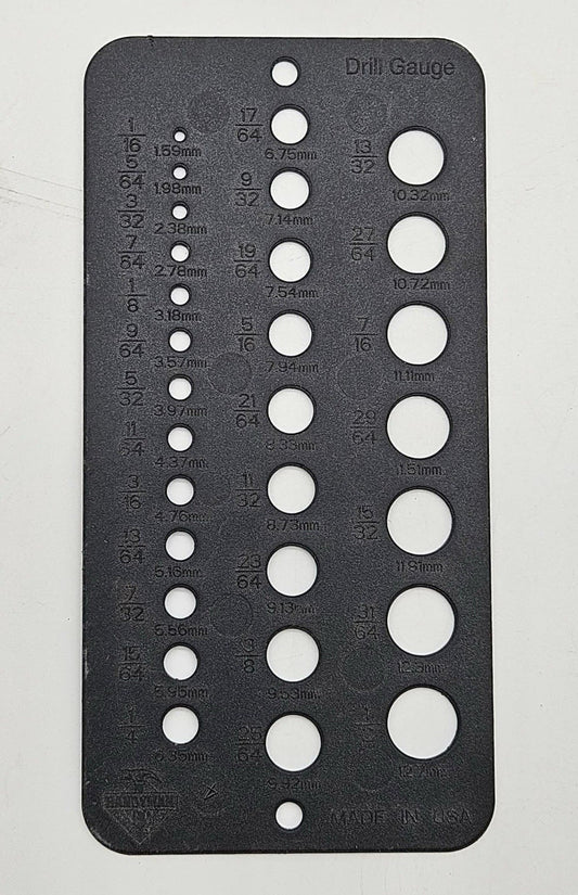 Handyman Club of America Plastic Drill Gauge 1/16" to 1/2" (1.59mm - 12.7mm) USA