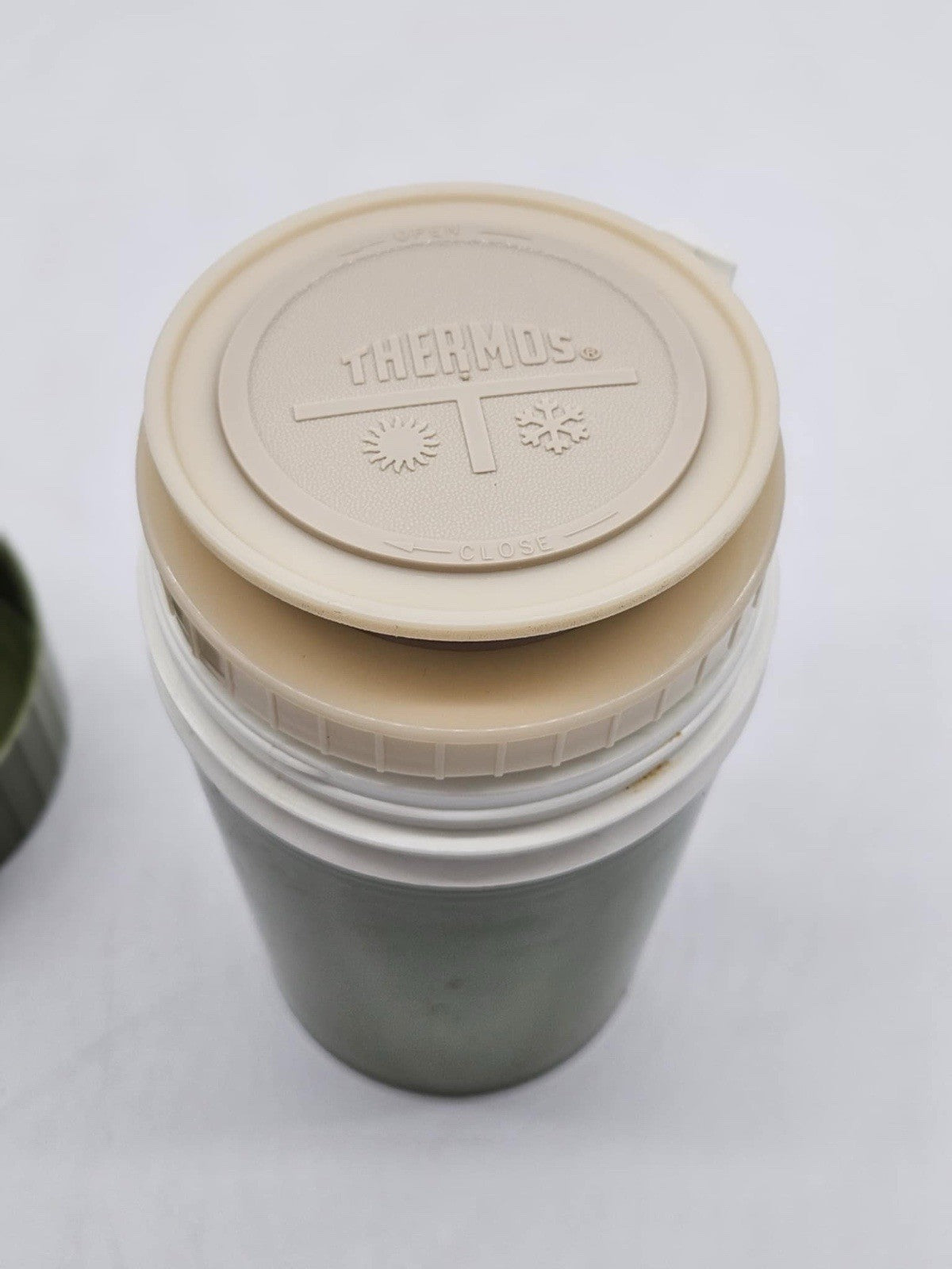 Vintage Thermos Pint Size Model 7202 Green Insulated Travel Thermos