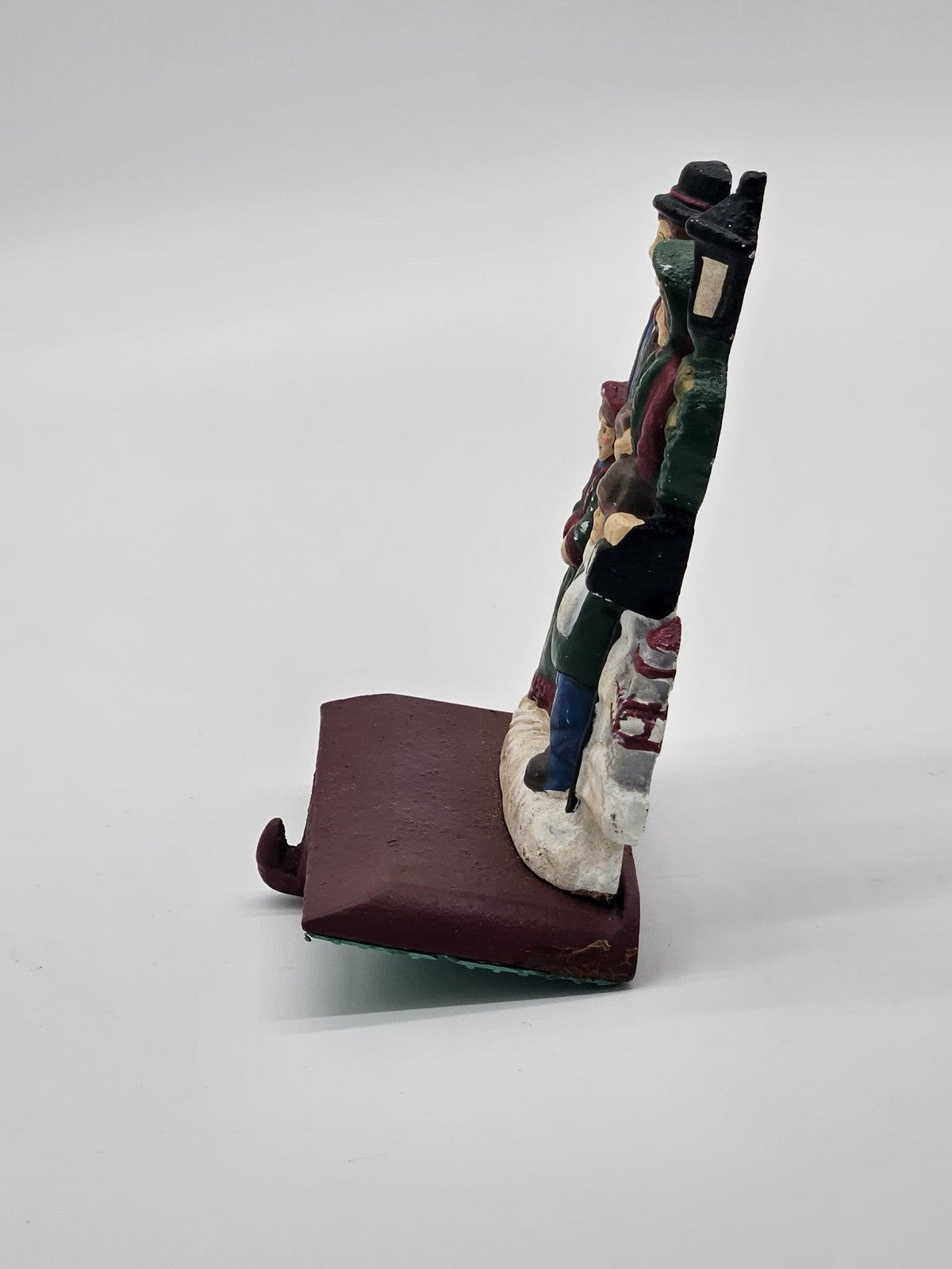 Vintage Christmas Carolers Stocking Holder Mantle Hook Cast Resin