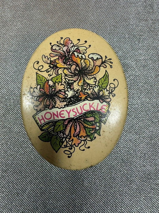 Vintage Antique Gilchrist & Soames of London Honeysuckle Tin Jar  005