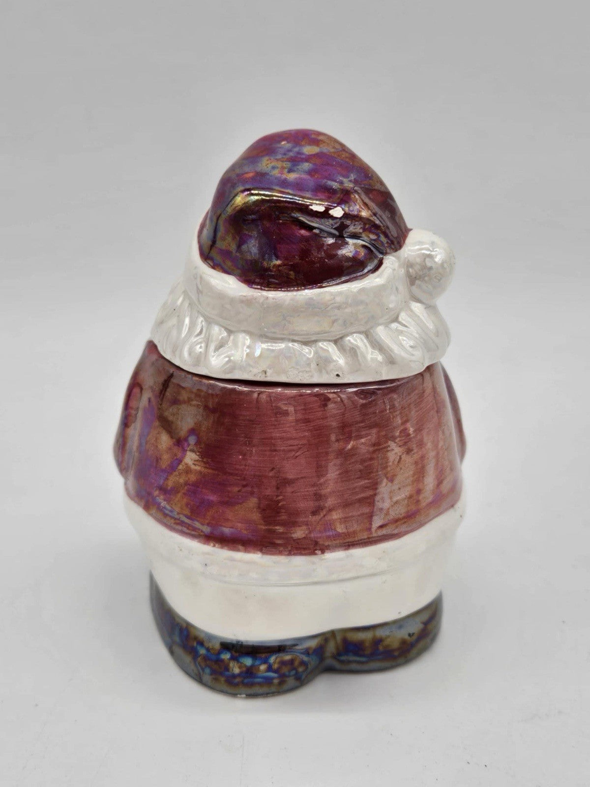 Iridescent Porcelain Santa Claus Candy Jar