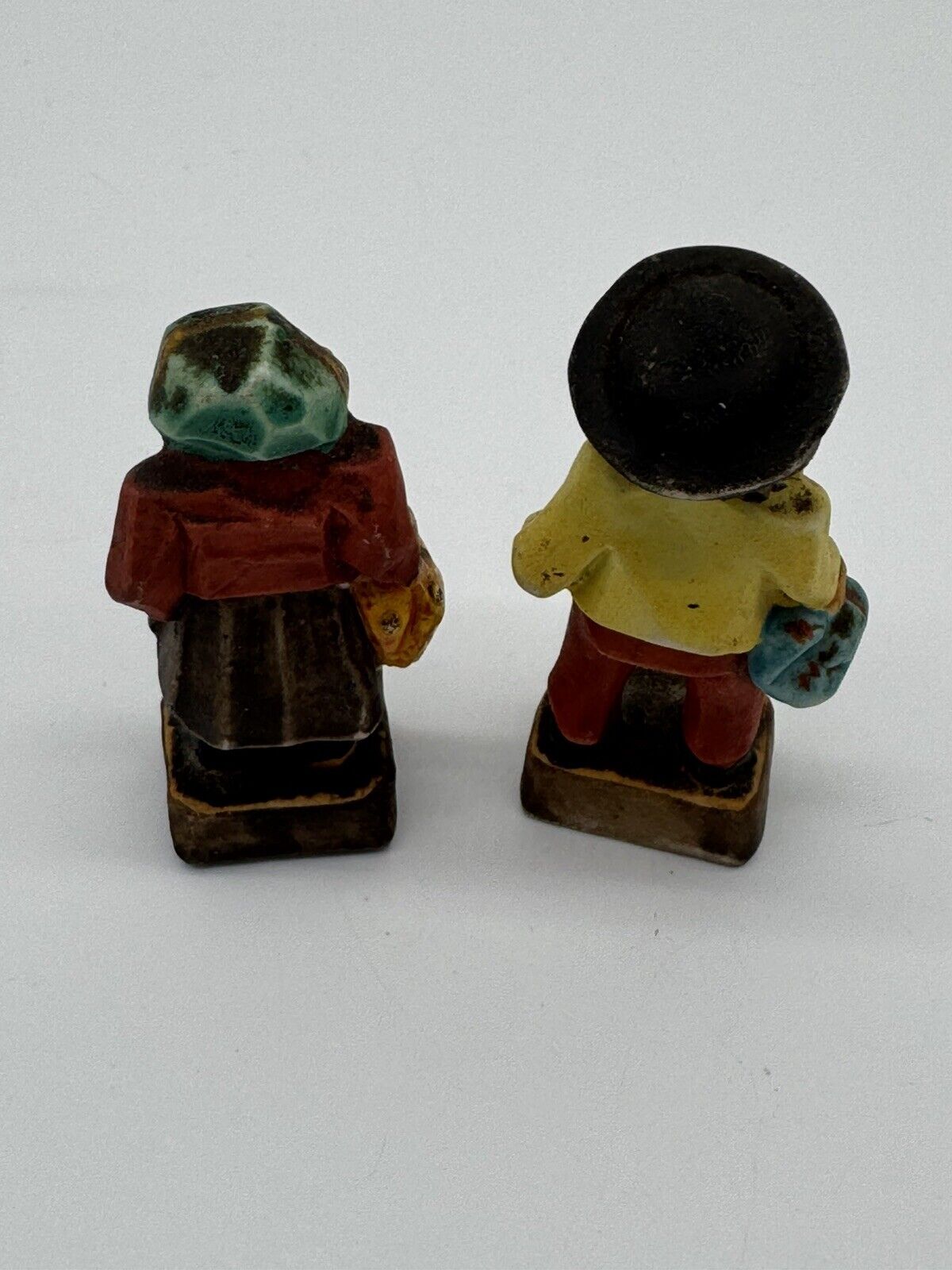 Vintage JAPAN Old Man Woman Figurine Gnome Mini 2 5/8" Folk Art Marked