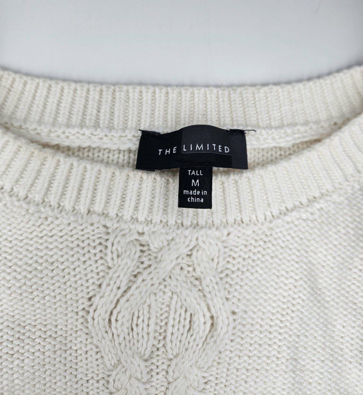 The Limited Women’s Cream Cable Knit Sweater Tall Medium