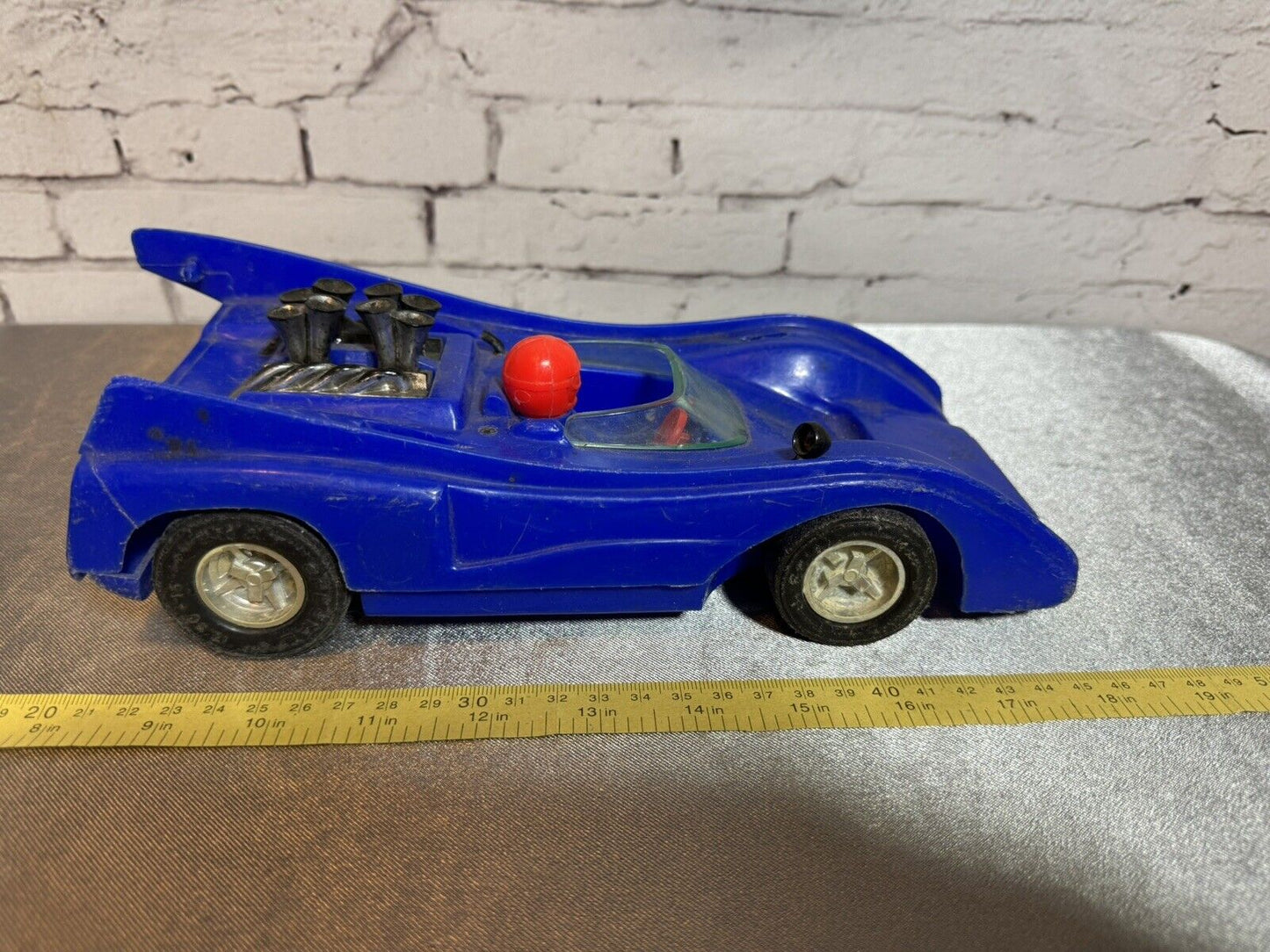 Vintage 1970s Racecar Bright Blue Processed Plastic Co 005