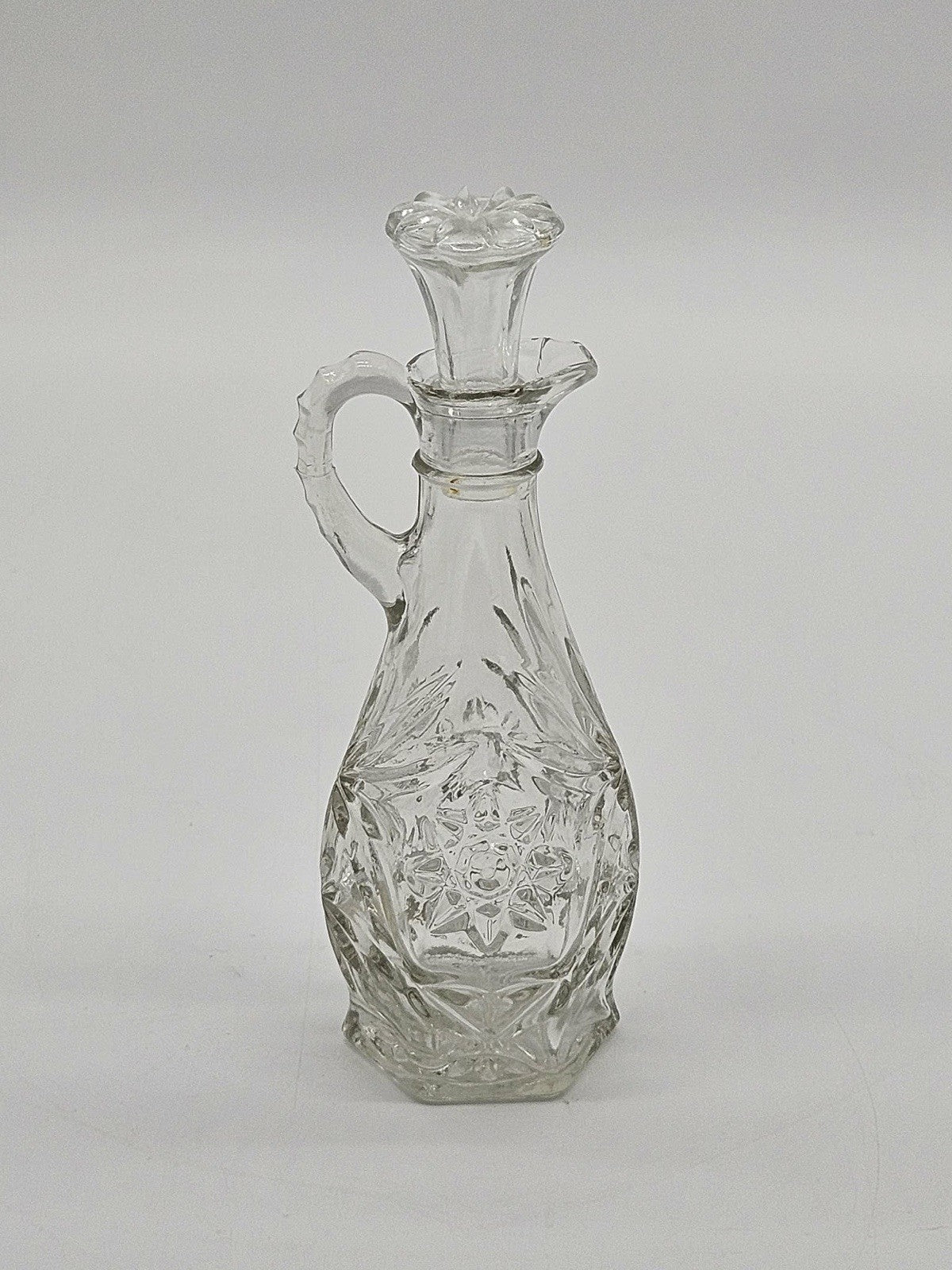 Vintage Anchor Hocking STAR of DAVID Glass Vinegar /Oil Cruets Stop 7.5" Tall