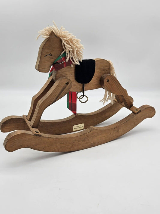 Vintage Handmade Solid Wood Tabletop Nursery Kids Christmas Decor Rocking Horse