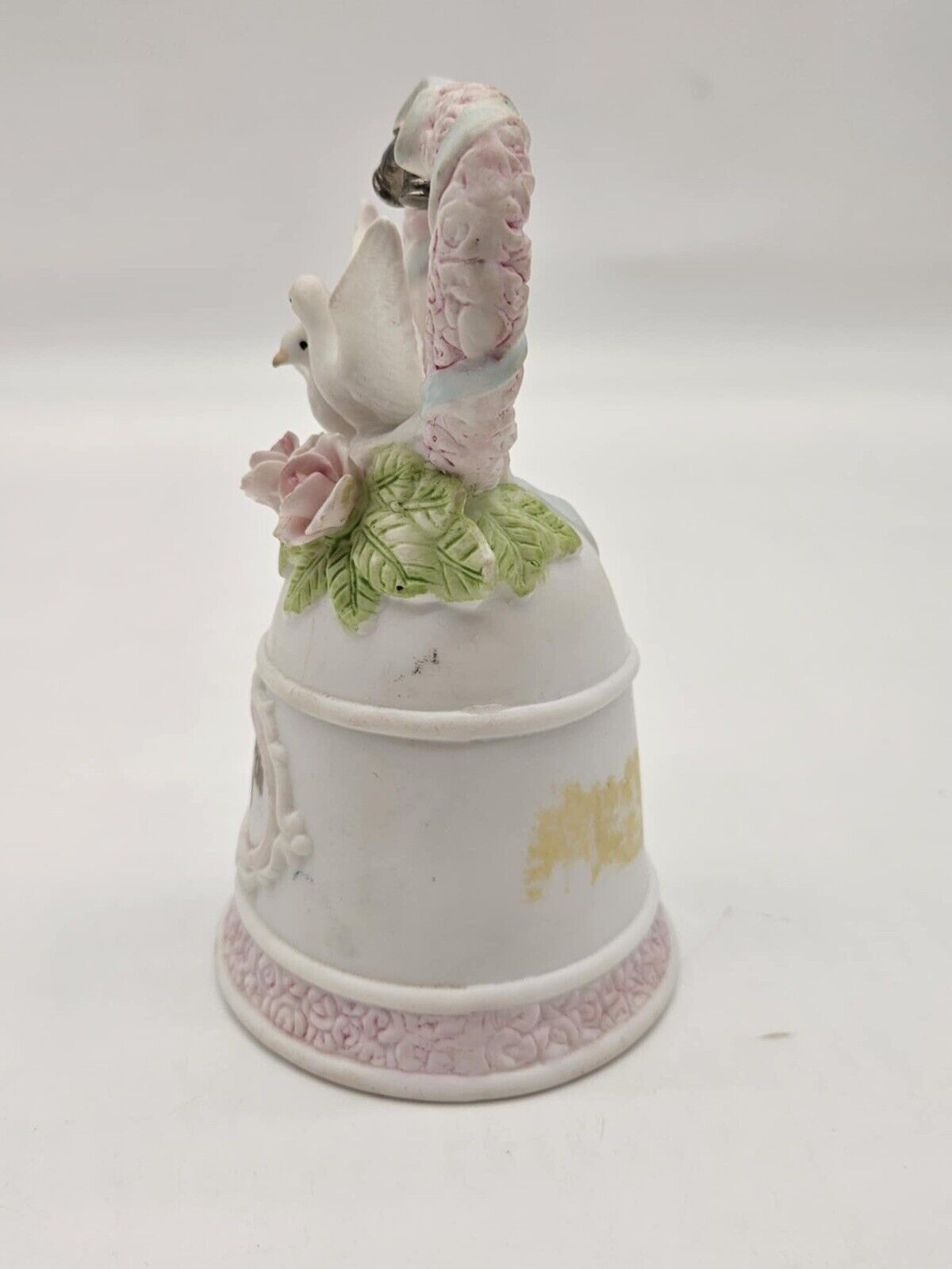 Vintage Lefton Ceramic Bell 25th Wedding Anniversary Silver Accent Bells 1991