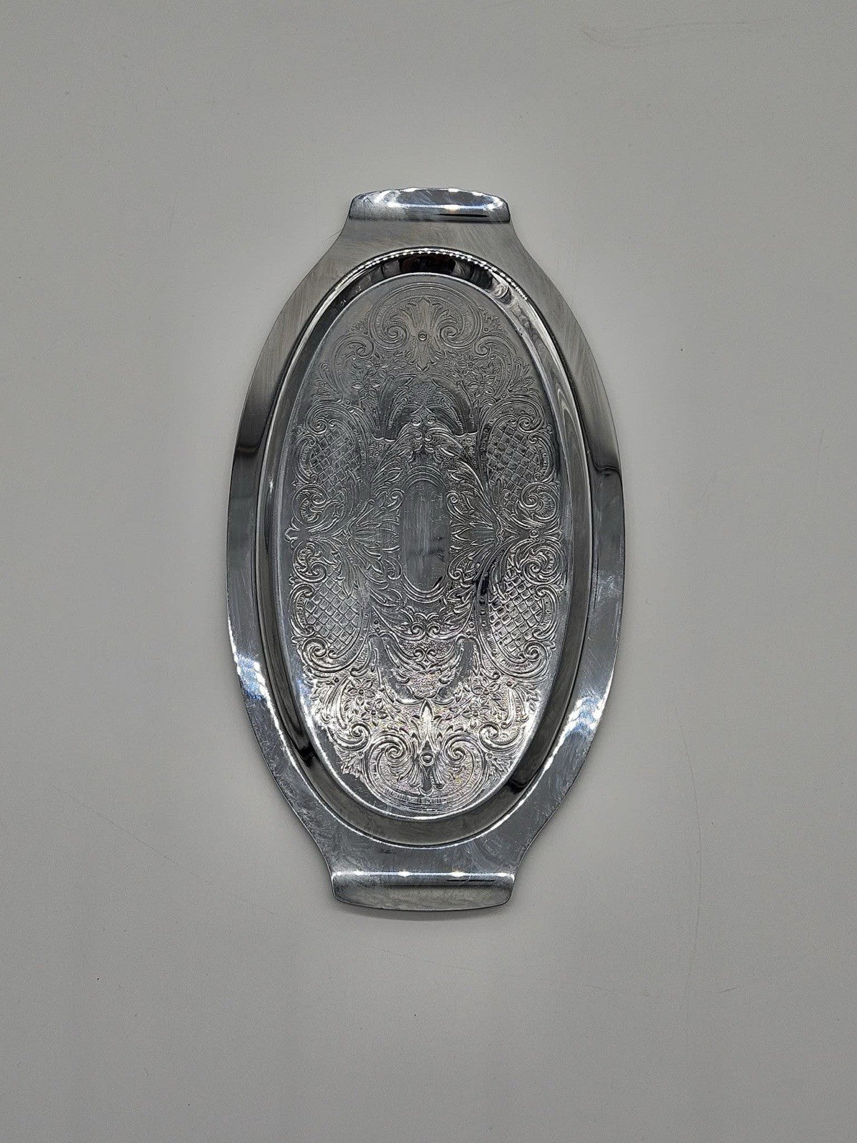 Vintage Silverplate Oval Serving Tray with Handles