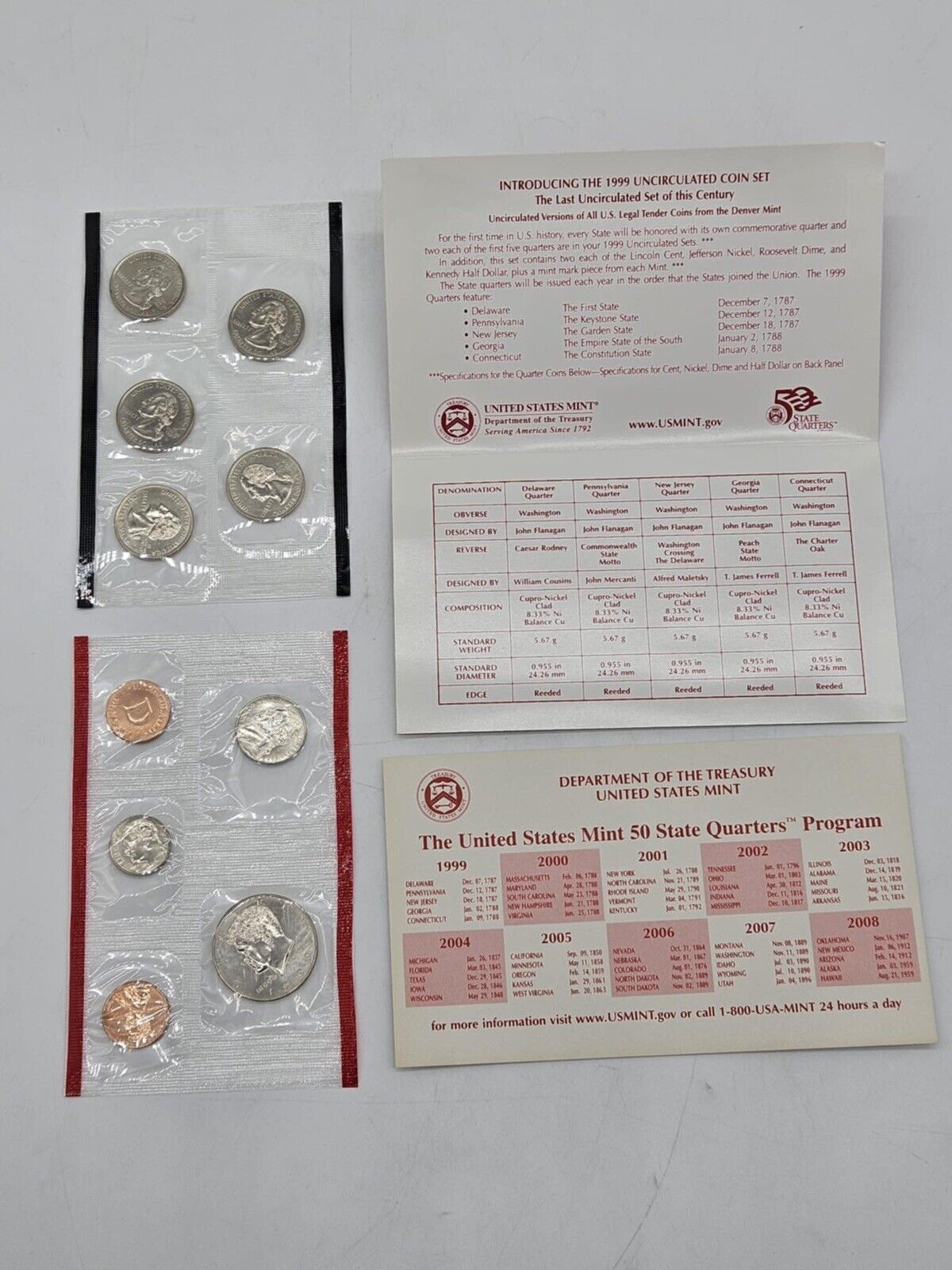 Lot of 6 1999 Uncirculated Coin Set U.S Mint Original Government Packaging JB01