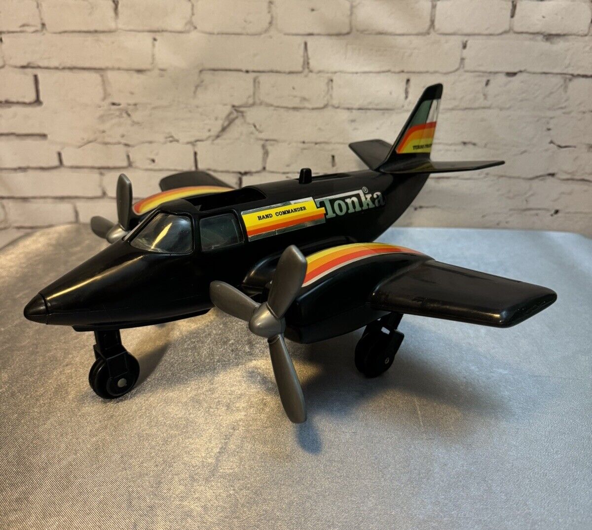 Tonka Hand Commander Airplane Black Turbo Prop Plane FULLY FUNCTIONAL