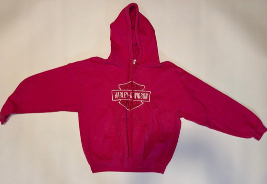 Harley Davidson Women's Bright Pink Hoodie Biker Size M Cute Logo Spellout