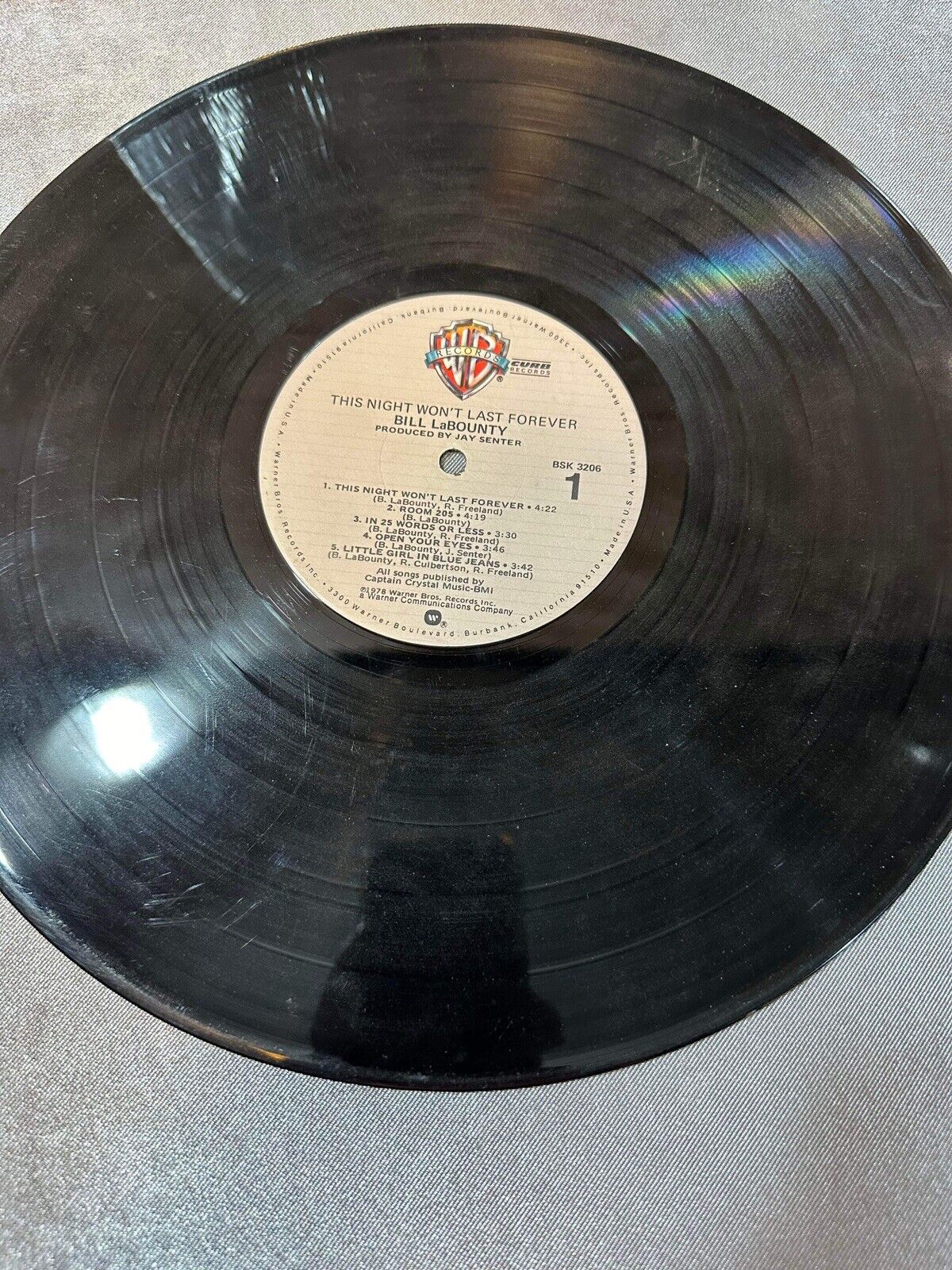 BILL LABOUNTY THIS NIGHT WON'T LAST FOREVER WARNER BROS. P11195 VINYL LP