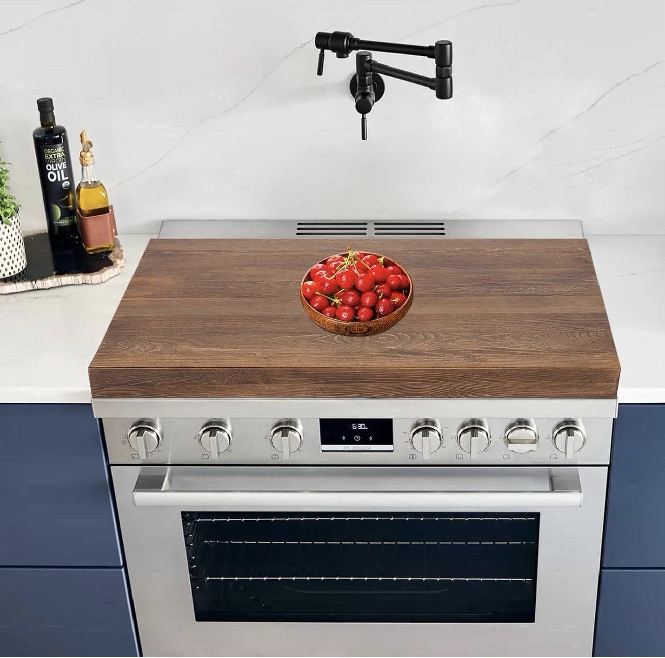 Wooden Noodle Board Stove Cover with Handles for Gas and Electric Stoves