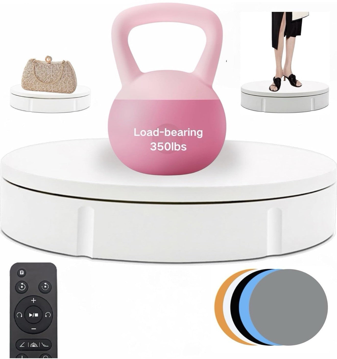 Motorized Rotating Display Stand, 350Lbs Load，360 Degree Electric Rotating Turnt