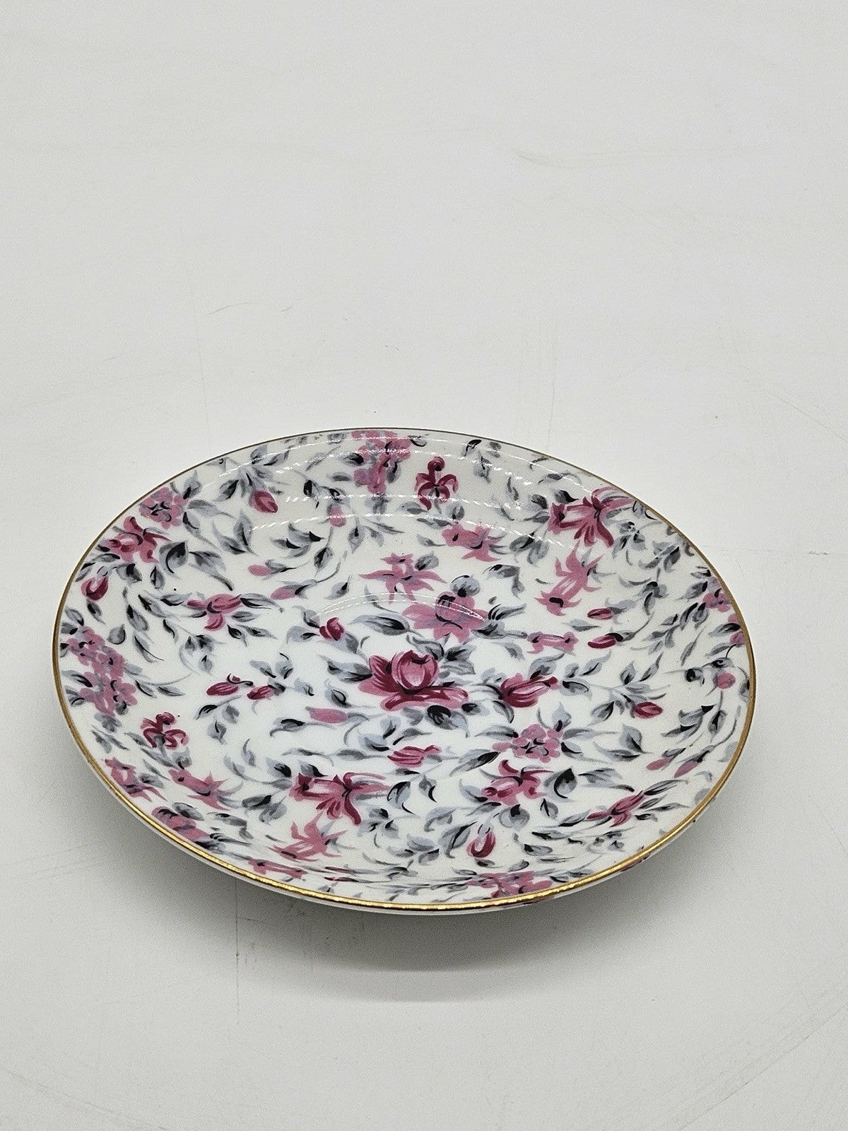 Kasugai Fine China Japan Pink Floral Gold Rim Saucer Plate
