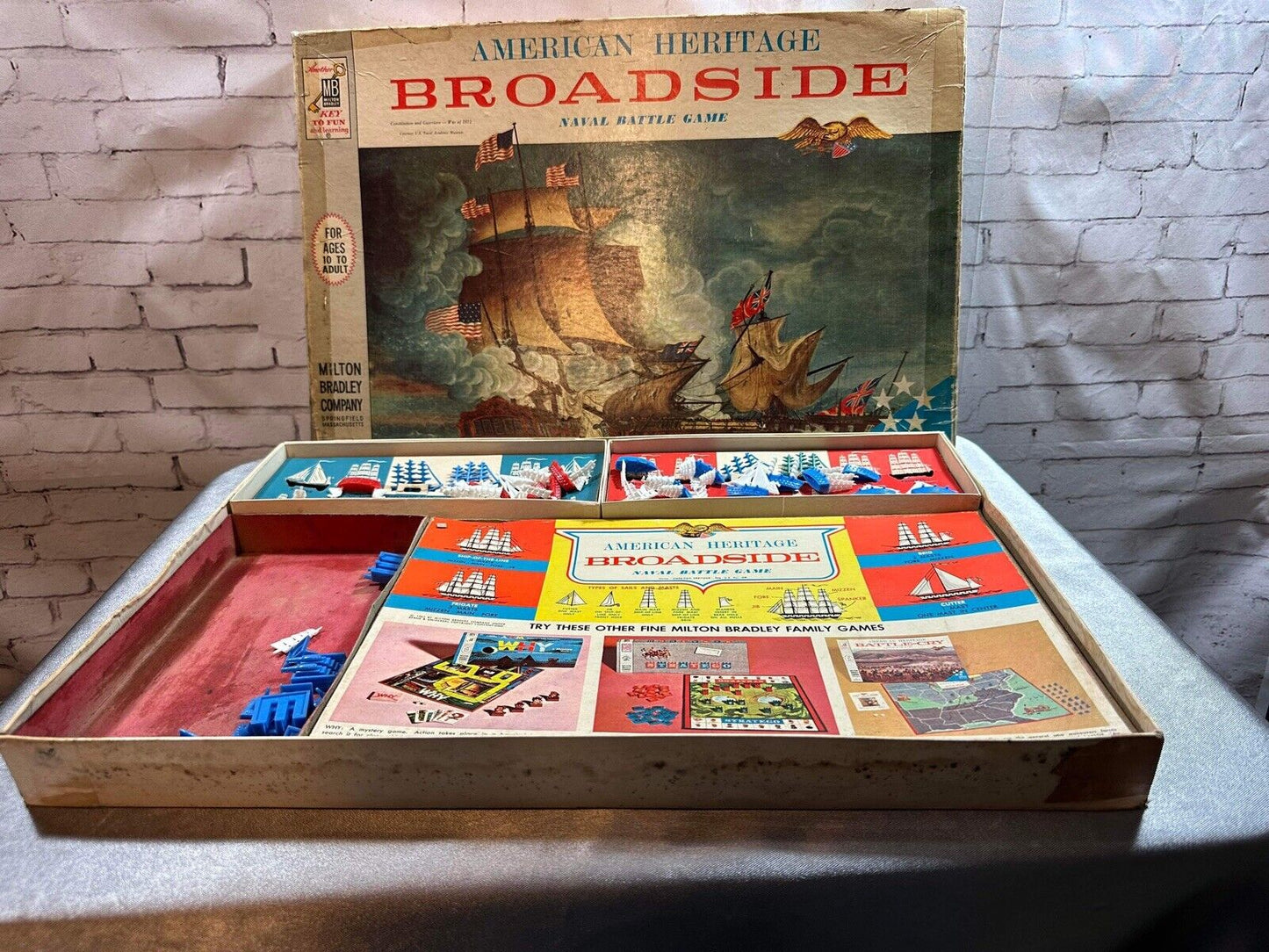 VTG American Heritage Broadside Board Game Milton Bradley COMPLETE VGM