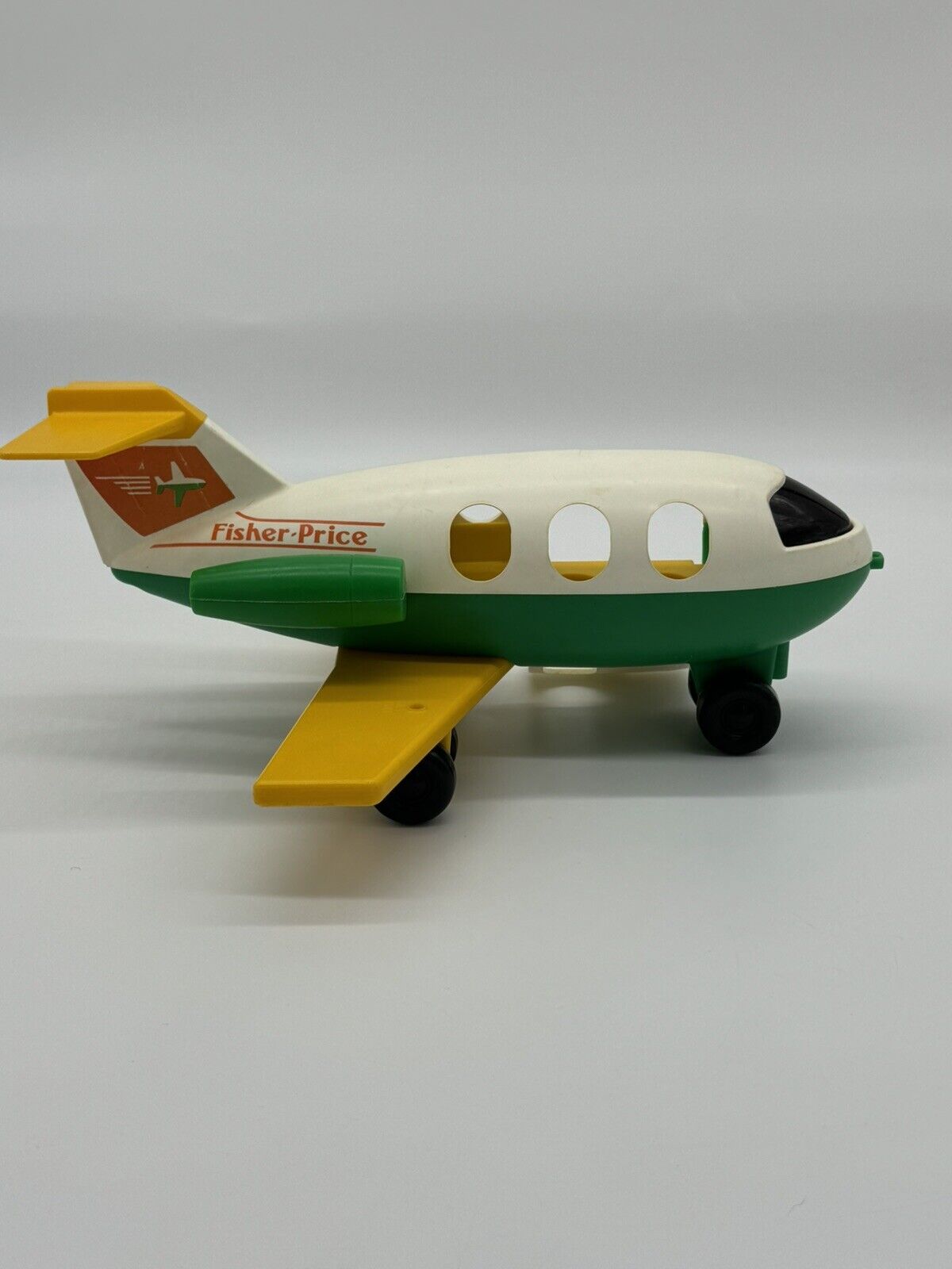 B. Vintage Fisher Price Little People Jet Plane Green Yellow Model #182  (1980)