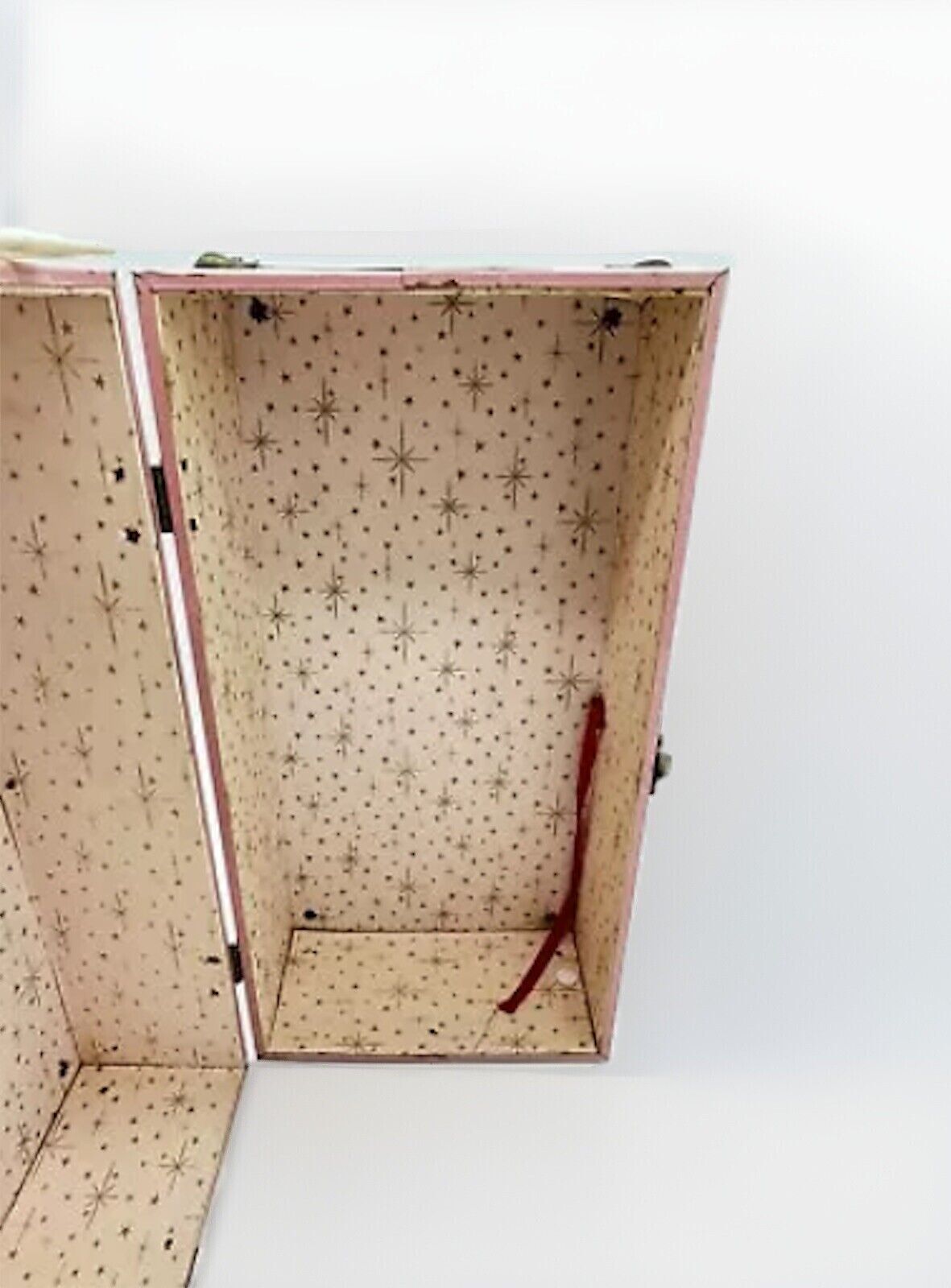 Vintage ATCO Pink Metal Large Doll Wardrobe Clothing Trunk Carrying Case 10”x 6"