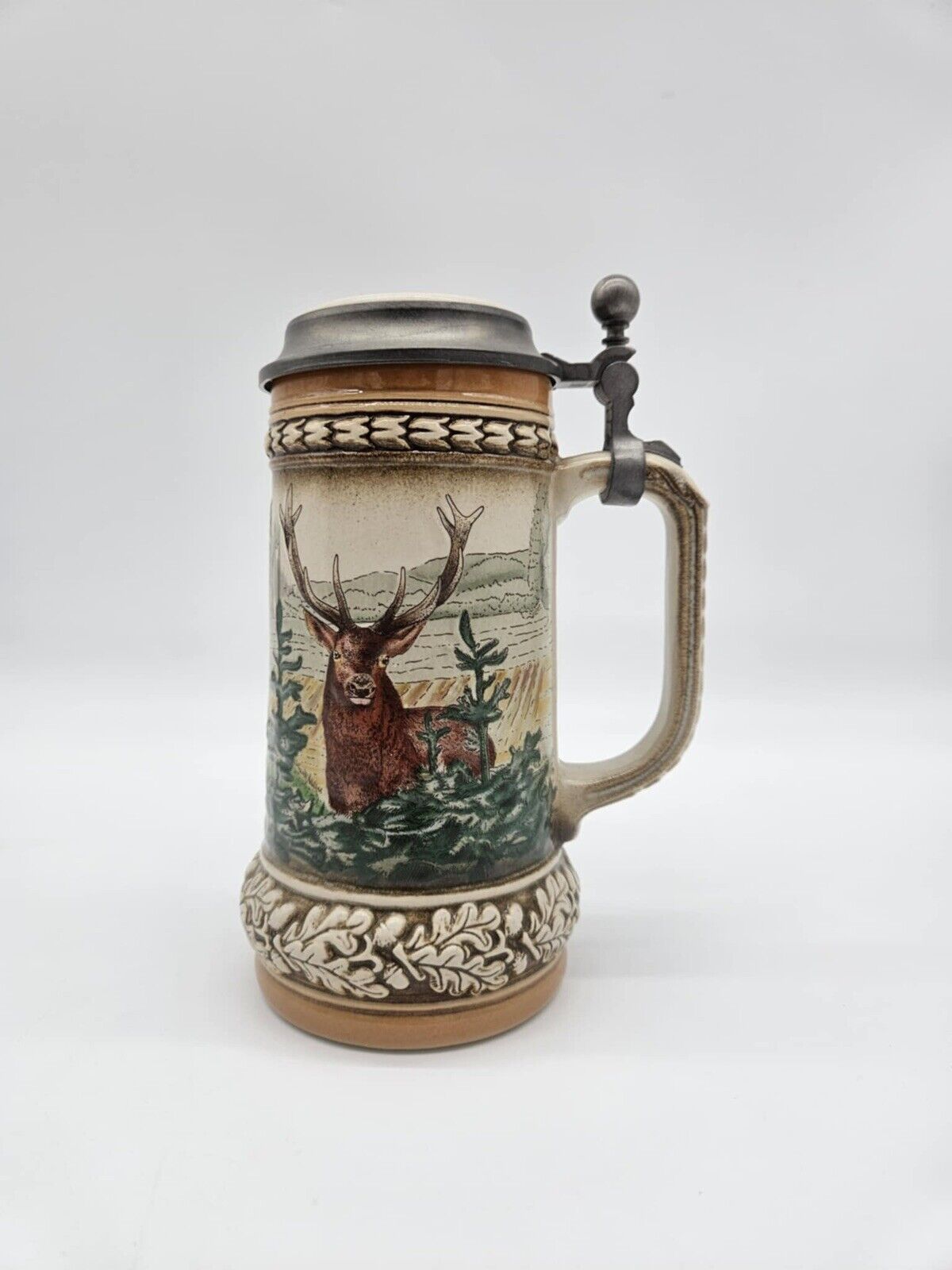 Vintage Gerz German Lidded Stein w/ Putter Stag (JB01)