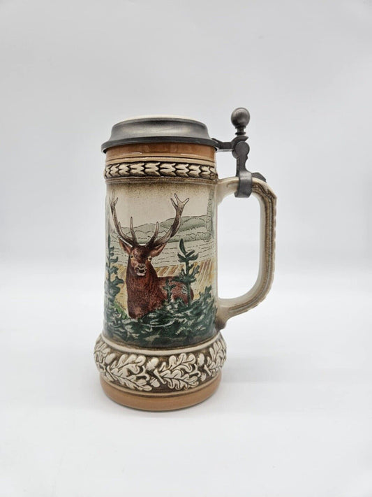 Vintage Gerz German Lidded Stein w/ Putter Stag (JB01)