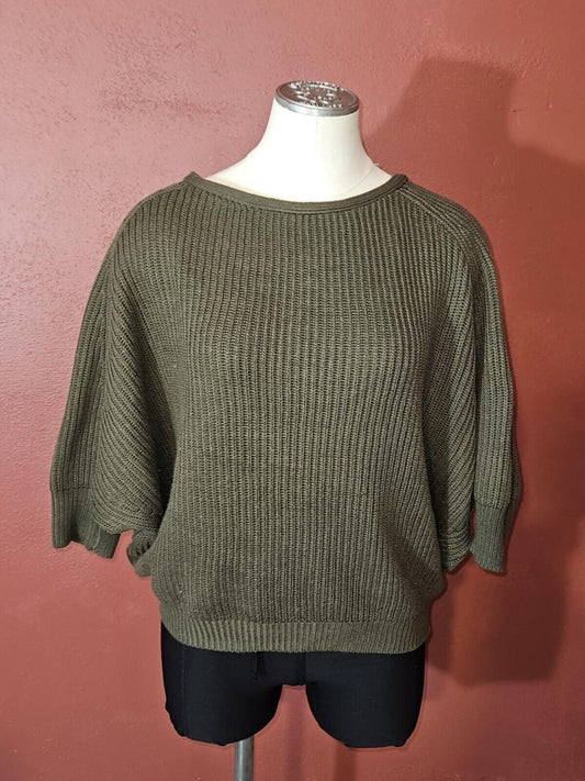 Chico's Women's 0 Green Wool Blend Pullover Sweater dolman sleeve