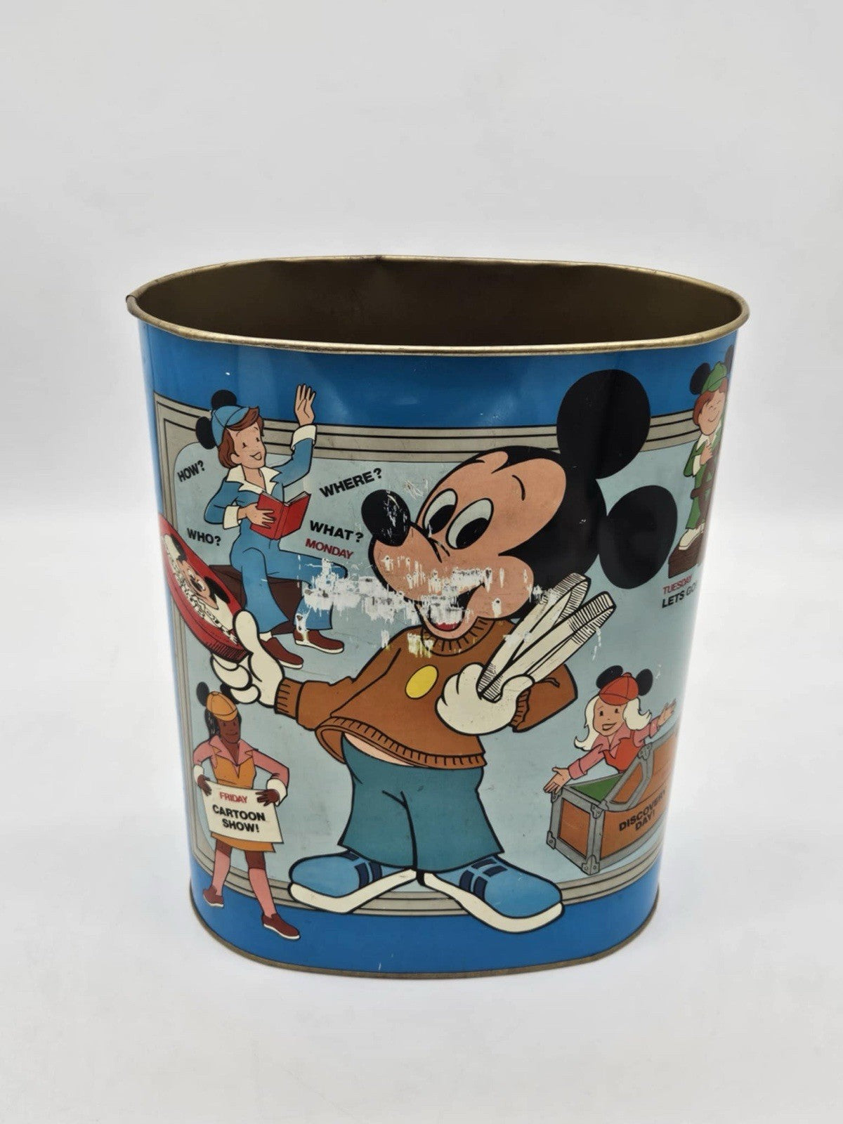 Vintage Disney Cheinco Trash Garbage Can Mickey Mouse Club Mouseketeer Days
