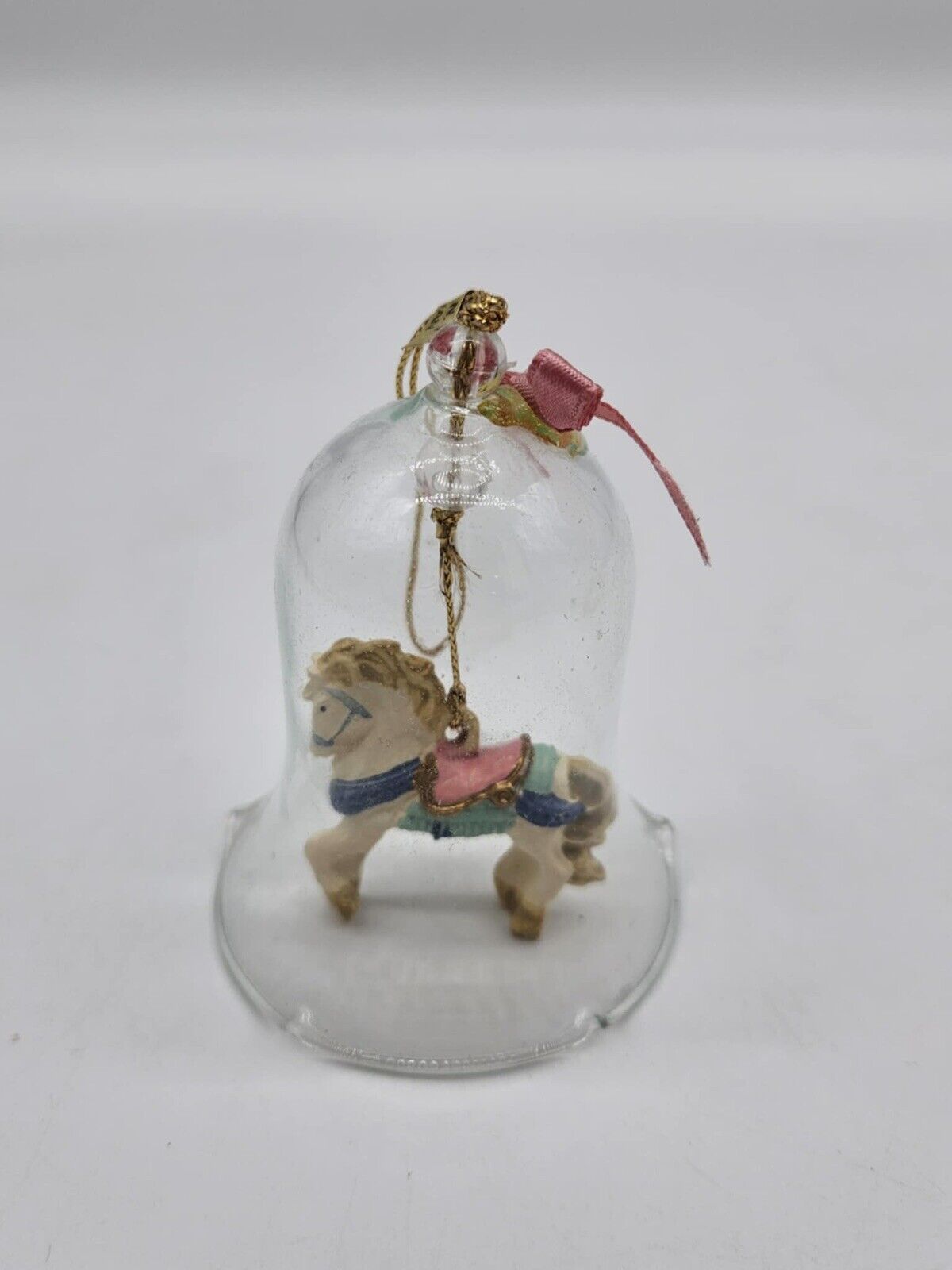 Vintage Carrousel Bell Glass Christmas Ornament Carousel Horse