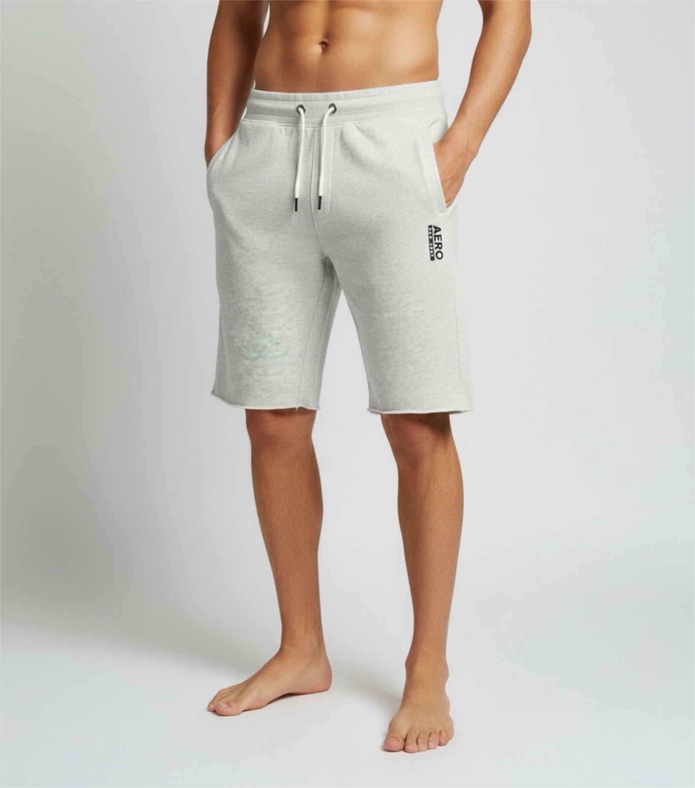 Aeropostale Men’s Light Gray Fleece Sweat Shorts Size Small Drawstring