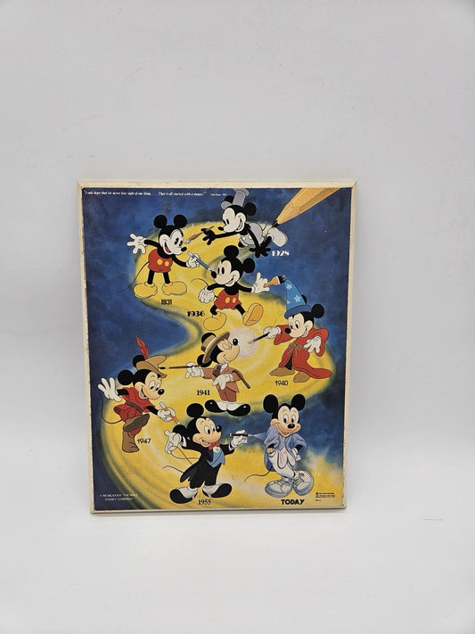 VTG Genuine Disney Mickey Mouse "Through the ages" Wooden Plaque
