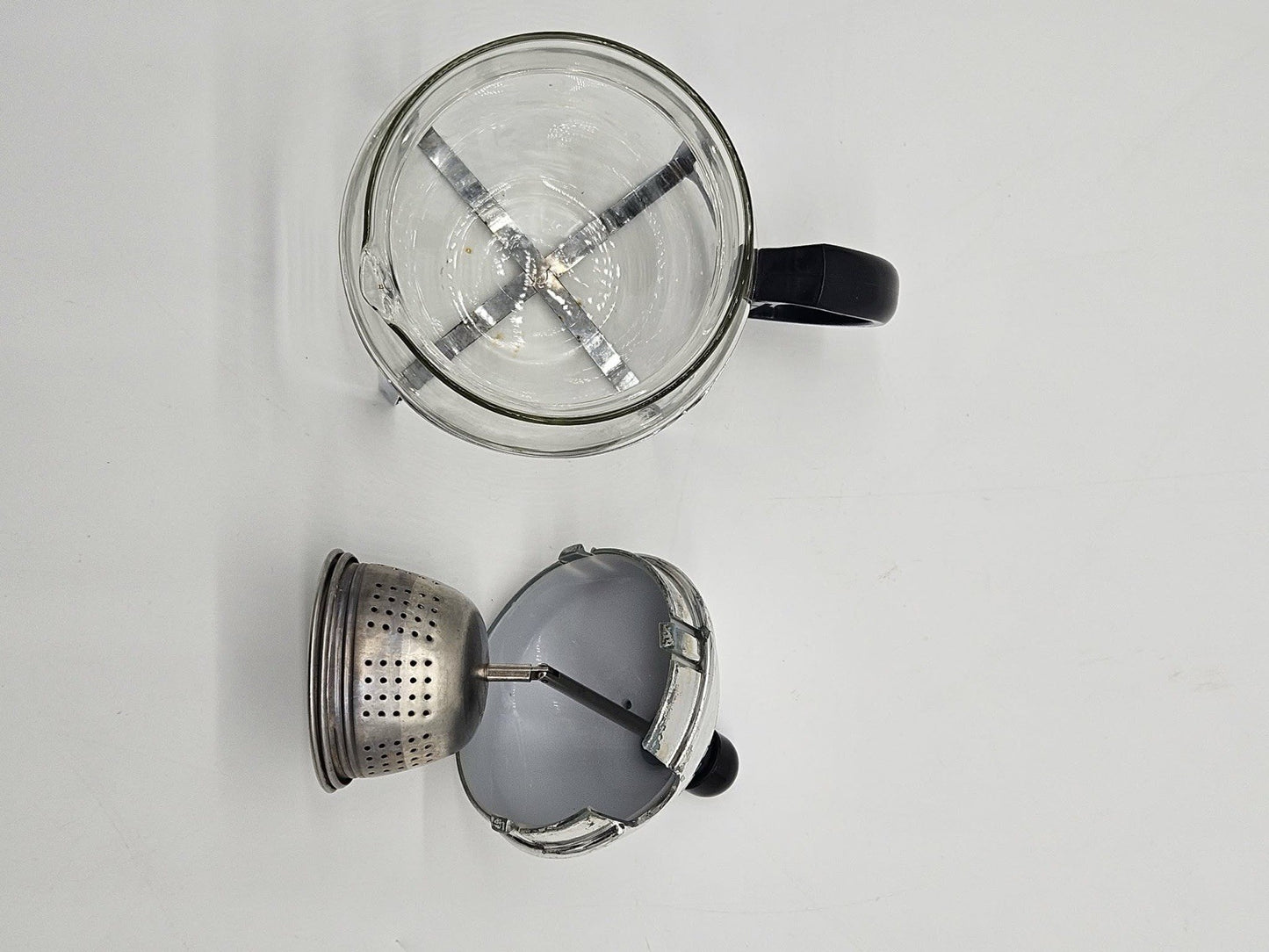 Vintage Glass Teapot Warmer Set Tea Infuser Stand Chrome Frame