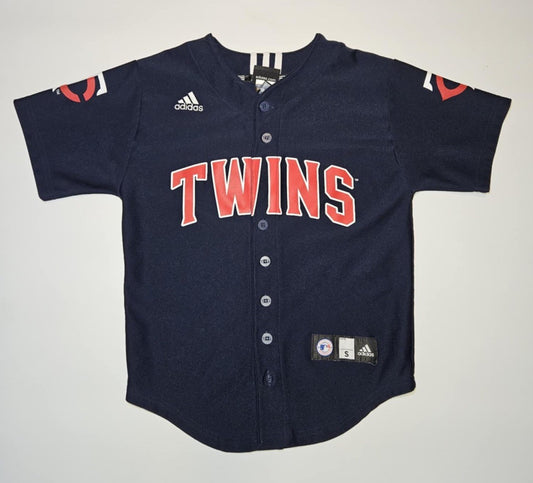 Minnesota Twins Youth Sz S Dark Blue Official Adidas Jersey