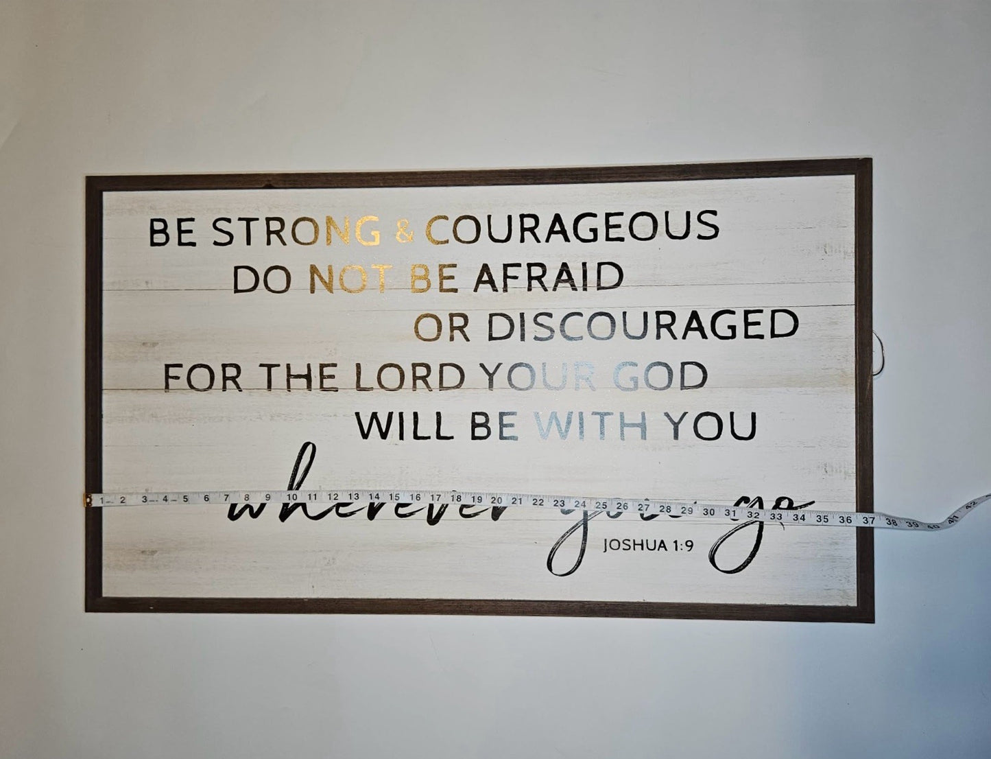 Large Joshua 1:9 Christian Wall Decor Be Strong & Courageous Wooden Sign