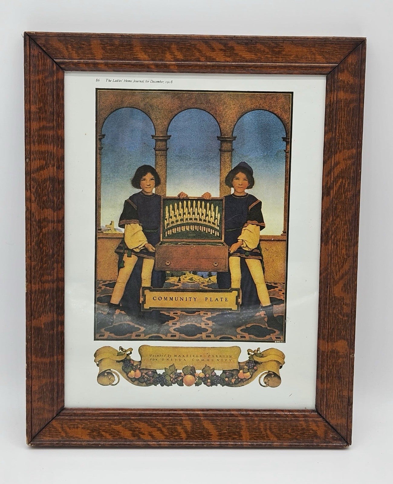 Vintage Maxfield Parrish Community Plate Framed Print Ladies’ Home Journal 1918