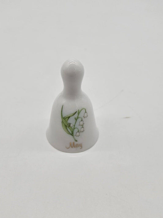 Russ Berrie & Co. 2" May Floral Porcelain Mini Bell of the Month Vintage